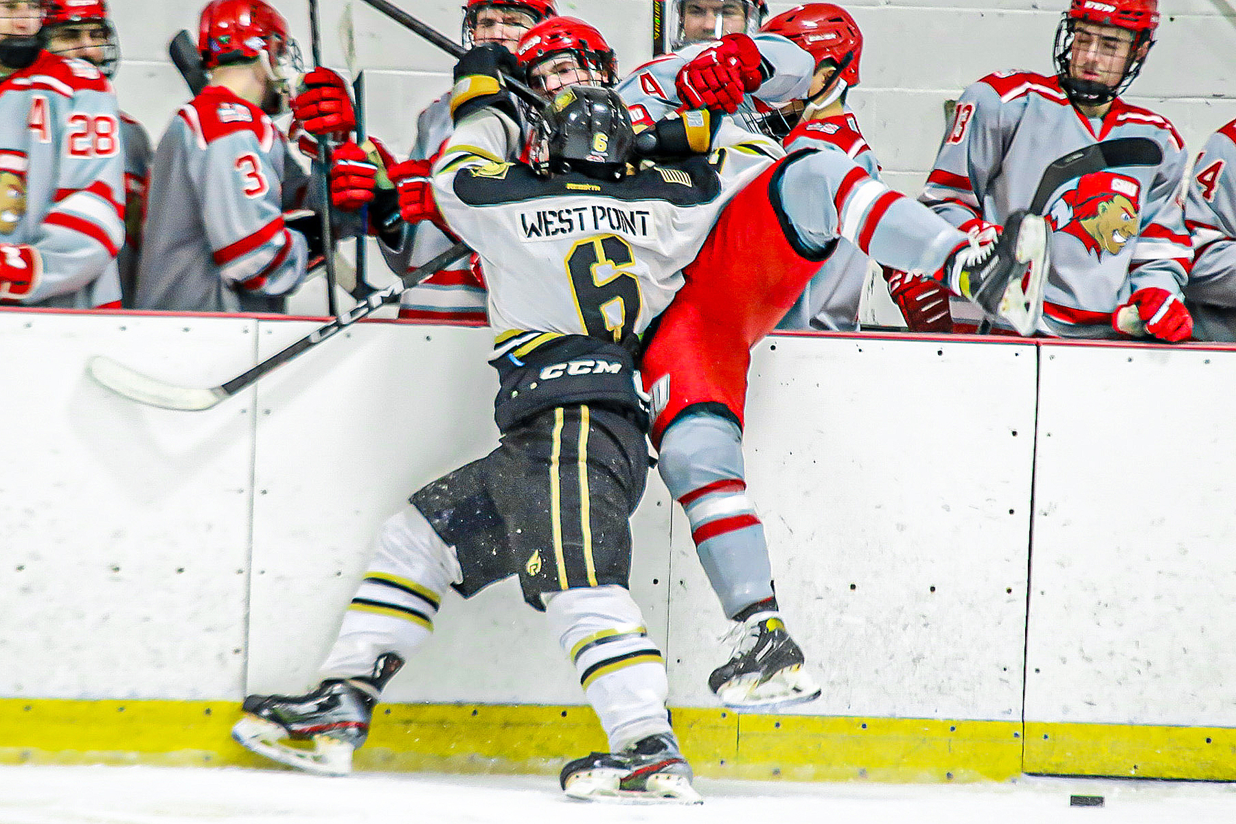 Sophomore defenseman Chris Tamer scored 2:20 into overtime to give the Army West Point Club Hockey team a 3-2 overtime triumph over Sacred Heart and its third consecutive Super East Collegiate Hockey League (SECHL) playoff championship on Feb. 11 in Little Falls, N.J. The victory completed a 2-0 weekend that began with a 7-1 rout of tournament host Montclair State on Feb. 10.  (Photo by Army West Point Club Hockey)  