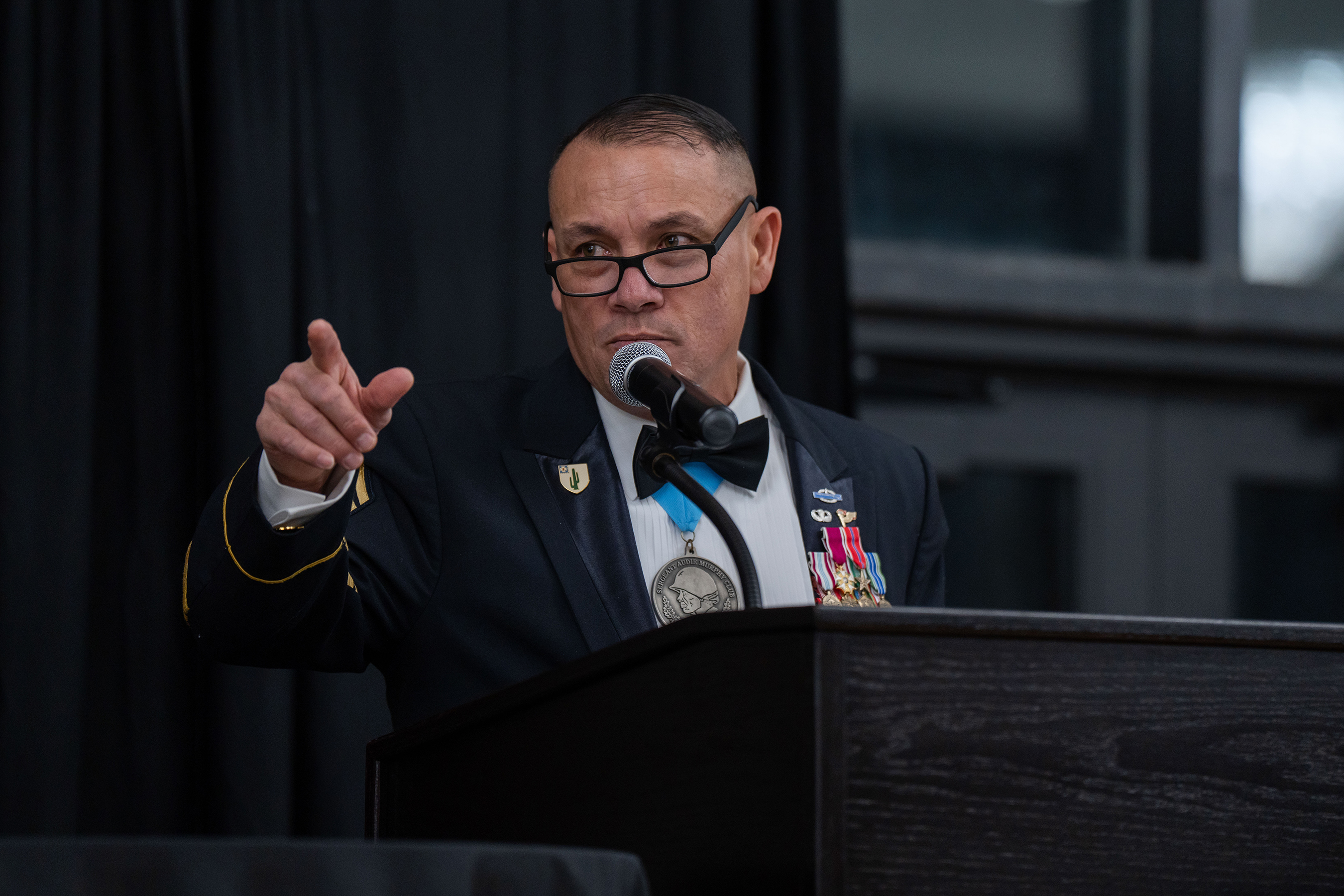 In a poignant celebration of dedication and service, the National Infantry Association West Point Chapter hosted the distinguished 20th annual National Infantry Association Ball on Jan. 26 at Eisenhower Hall. This event, steeped in tradition, served as a profound reminder of the sacrifices made by those within the Infantry community.  (Photo by Class of 2025 Cadet Noah Murray)