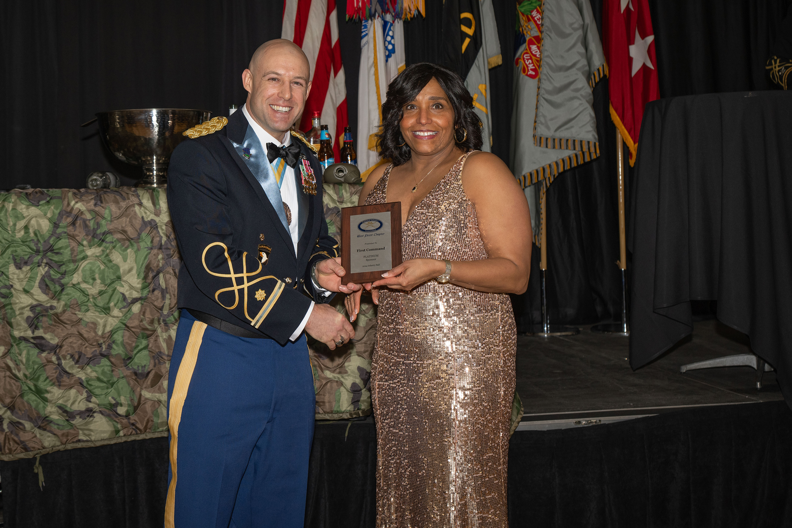 In a poignant celebration of dedication and service, the National Infantry Association West Point Chapter hosted the distinguished 20th annual National Infantry Association Ball on Jan. 26 at Eisenhower Hall. This event, steeped in tradition, served as a profound reminder of the sacrifices made by those within the Infantry community.  (Photo by Class of 2025 Cadet Noah Murray)