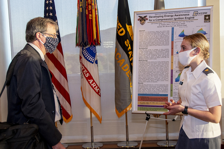 U.S. Military Academy cadets present projects at the 2021 ARL-USMA Technical Symposium Oct. 22, 2021 at West Point.   (Photos by Kyle Osterhoudt/USMA PAO)