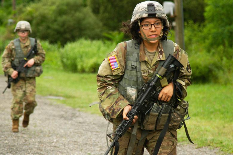 New cadets on their fourth day conducting Basic Rifle Marksmanship training during Cadet Basic Training July 9 at Camp Buckner. After marksmanship training, they will move on to land navigation where they will get hands-on experience in learning to read a topographic map, measure distance and develop their sense of direction.  