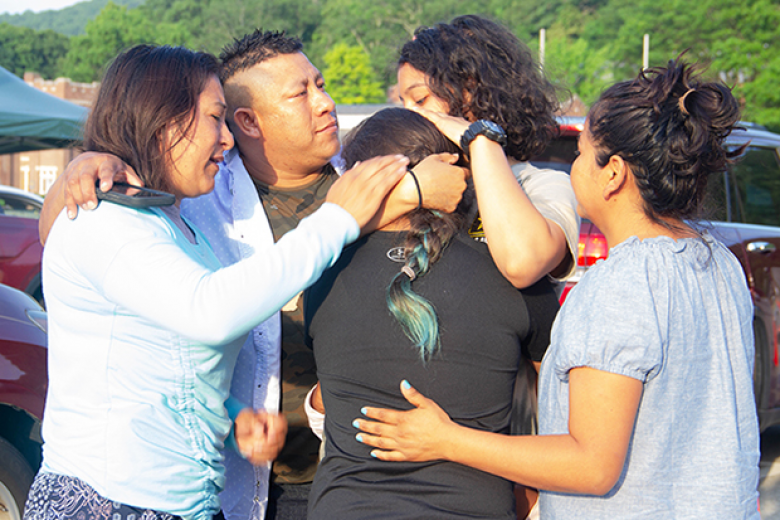 A cadet candidate says goodbye to her family to begin her 47-month West Point journey.