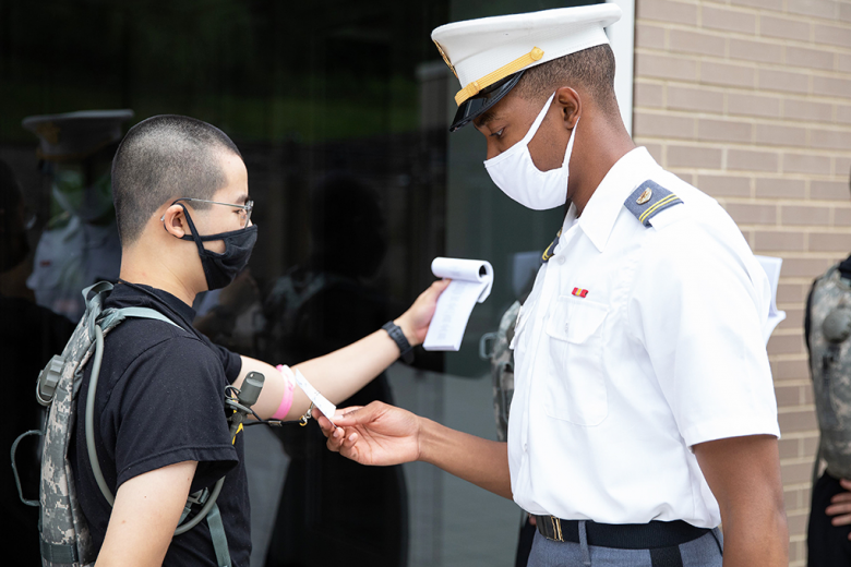 This training also extends hands-on leader development opportunities to the USMA cadet cadre (right) as they facilitate the foundational military skills of the USMAPS Class of 2022 (left) and the future USMA Class of 2026.