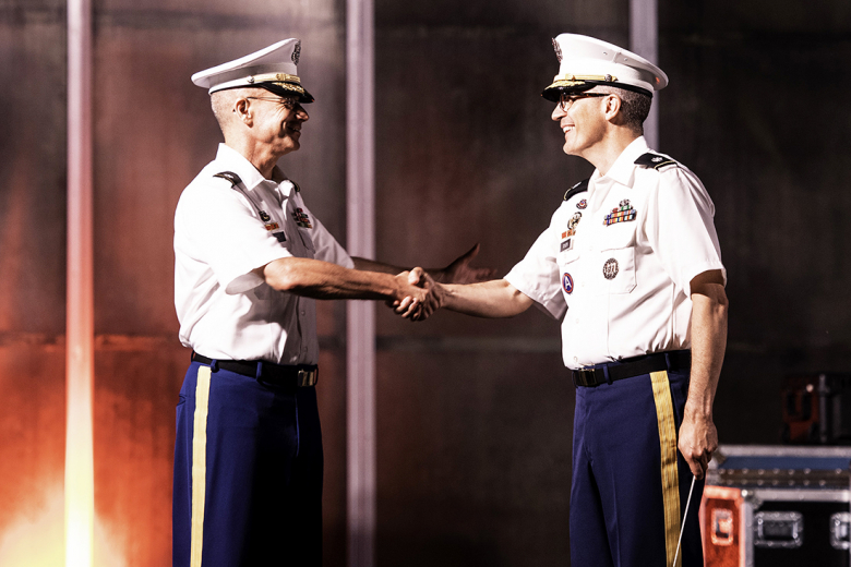 The 61st Superintendent of the U.S. Military Academy, Lt. Gen. Steven Gilland, addressed the new cadets and audience before introducing Lt. Col. Tod Addison and Lt. Col. Daniel Toven for the West Point Bandʼs official change of command ceremony.