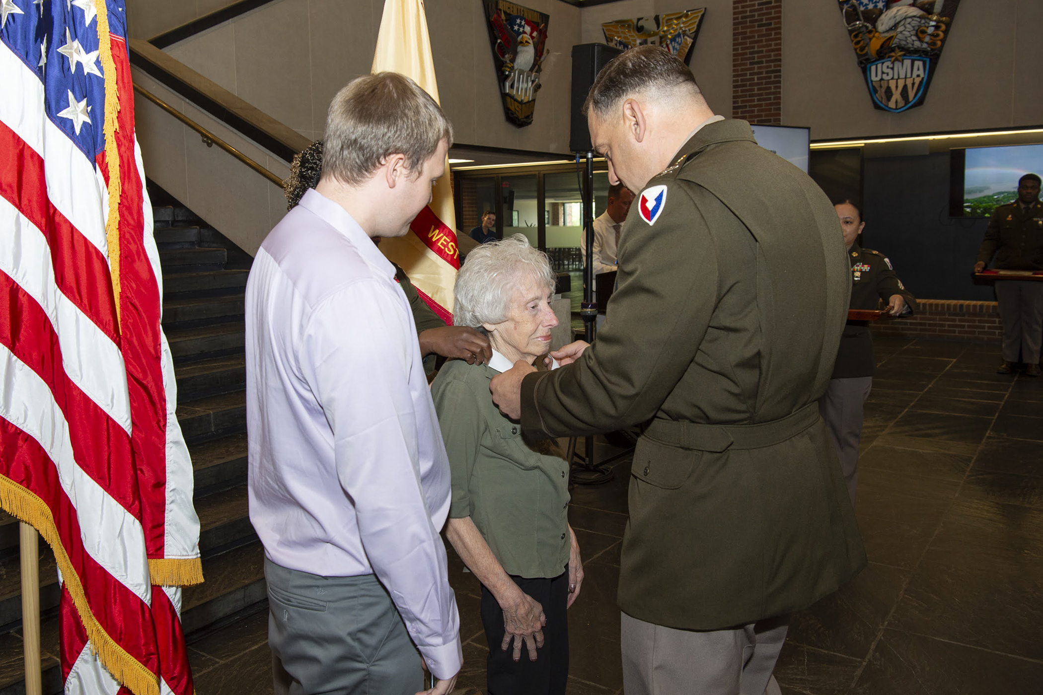 Department of Defense, Army civilians were presented awards and certificates in recognition of appreciation for their years of service and retirement during a ceremony June 15 at Crest Hall. Four West Point employees – James “Chickie” Ciccarelli, Beth N. Craig, Maureen Howard and John J. DeAngelis – were honored by U.S. Military Academy Garrison Commander, Col. Anthony J. Bianchi, during the ceremony.   (Photo by Kyle Osterhoudt/USMA PAO)