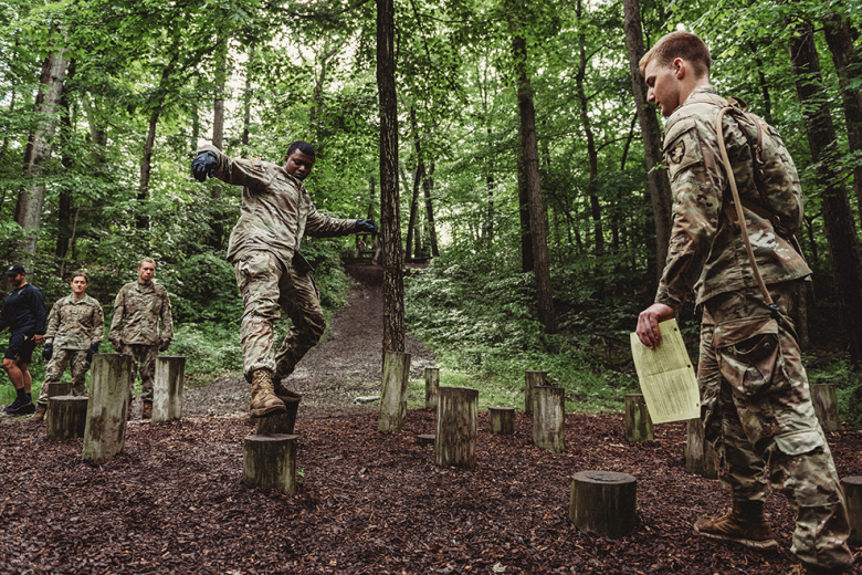 U.S. Military Academy Class of 2025 cadets build their confidence as they tackled the obstacles at the Marne Obstacle Course during Cadet Field Training June 3 at Camp Buckner. 	       (Photos by 2nd Lt. Ellington Ward)