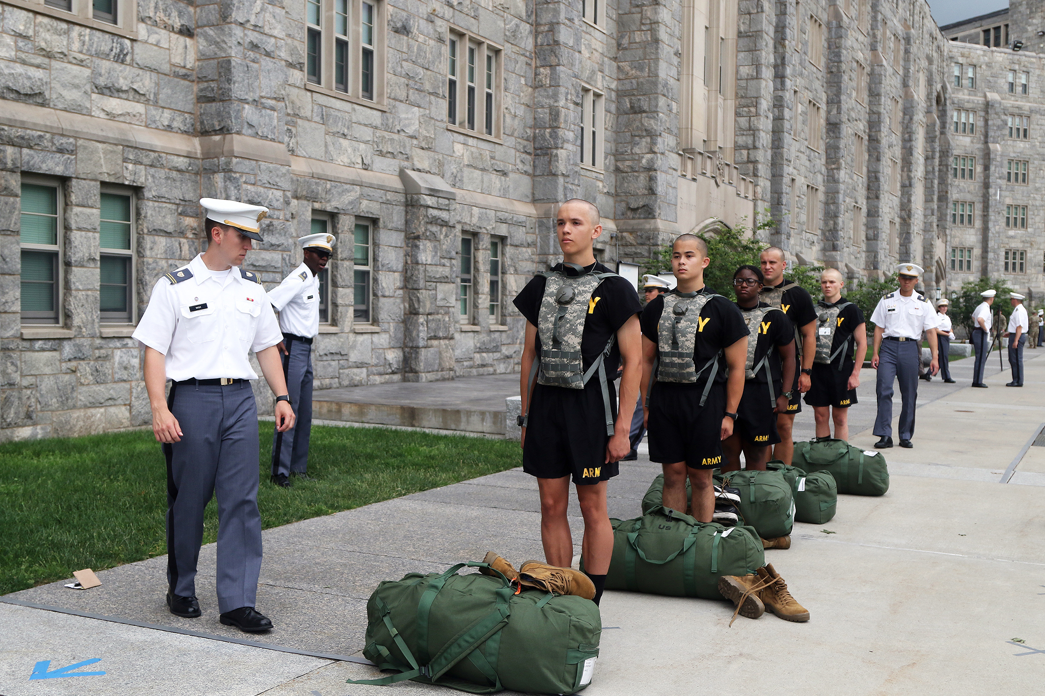 More than 1,250 new cadets streamed through the gates of West Point on June 26 for Reception Day to begin their 47-month journey to become members of the Long Gray Line and strive toward becoming commissioned officers. For them to reach that goal, the new cadets are led by 277 cadet cadre from the Classes of 2024 and 2025.  (Photo by Eric S. Bartelt/PV)