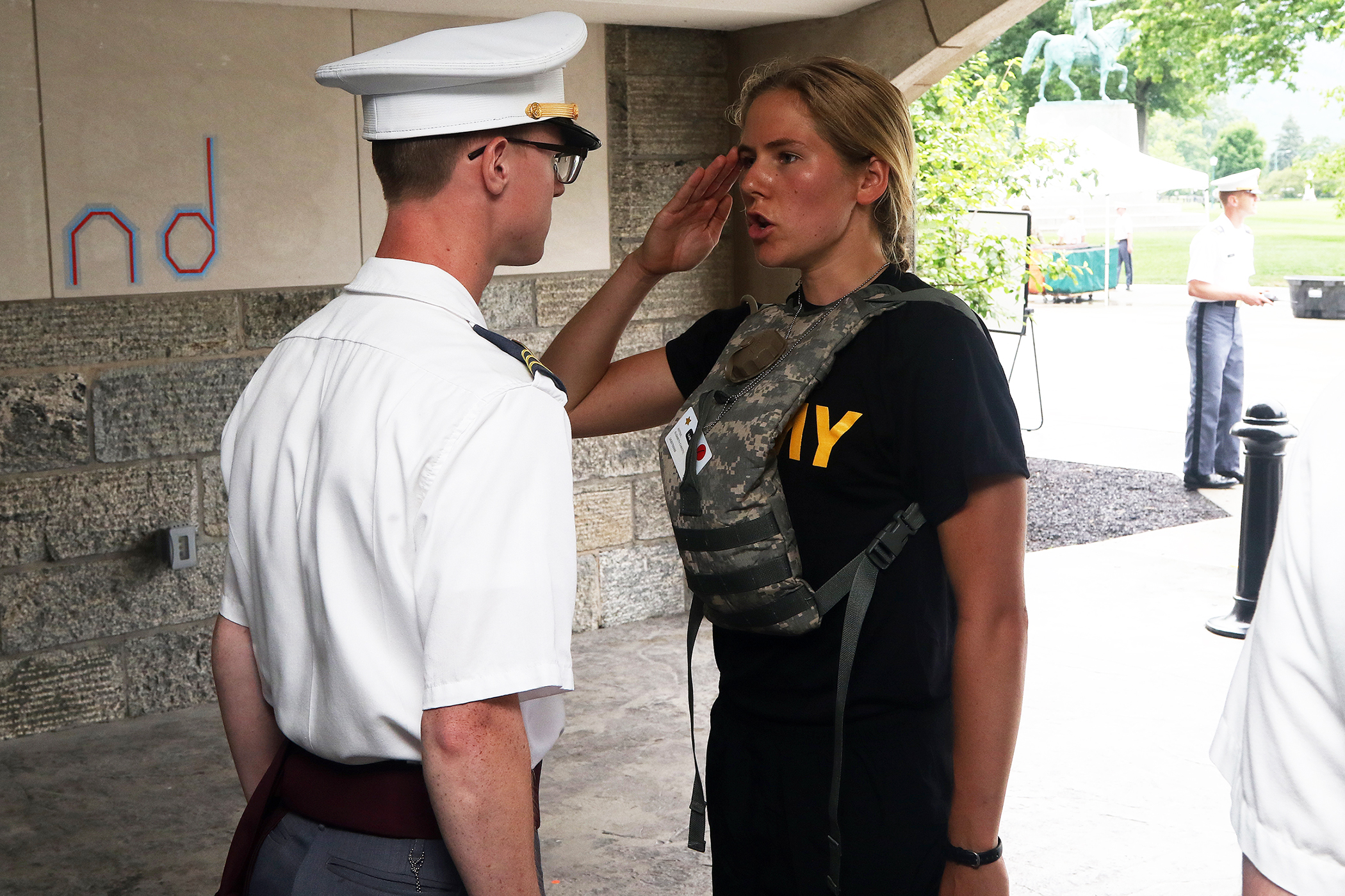 More than 1,250 new cadets streamed through the gates of West Point on June 26 for Reception Day to begin their 47-month journey to become members of the Long Gray Line and strive toward becoming commissioned officers. For them to reach that goal, the new cadets are led by 277 cadet cadre from the Classes of 2024 and 2025.  (Photo by Eric S. Bartelt/PV)