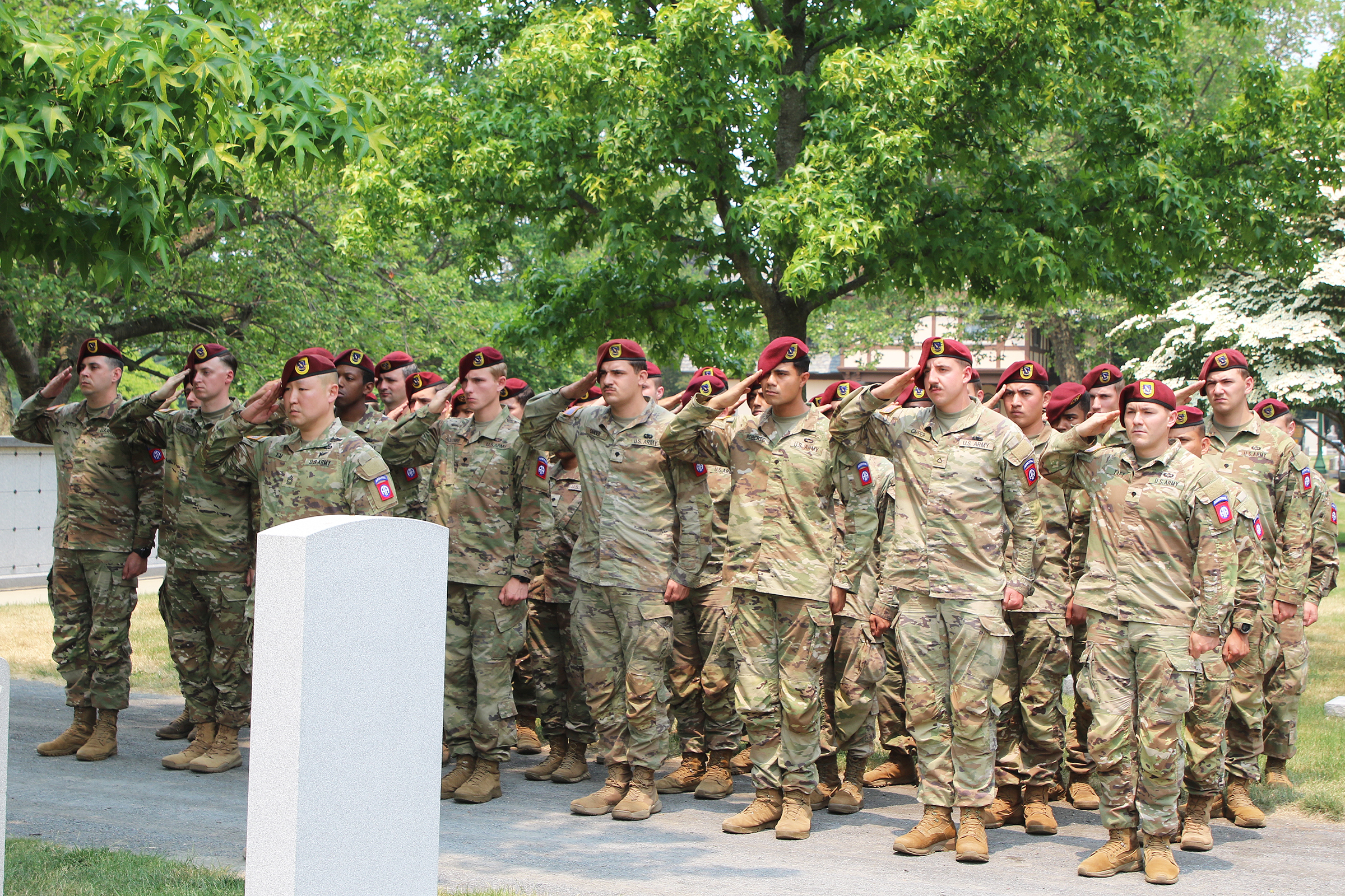 The U.S. Military Academy hosted the Greater Hartford Chapter of the 82nd Airborne Division Association to honor Lt. Gen. James “Jumpin’ Jim” Gavin on the 79th anniversary of the D-Day invasion June 6 at the West Point Cemetery.   The ceremony included dozens of paratroopers from the 2nd Battalion, 504th Parachute Infantry Regiment who are stationed at Fort Liberty, North Carolina, who are currently the task force supporting West Point’s Cadet Summer Training. The 82nd Abn. Div. Task Force command team led 