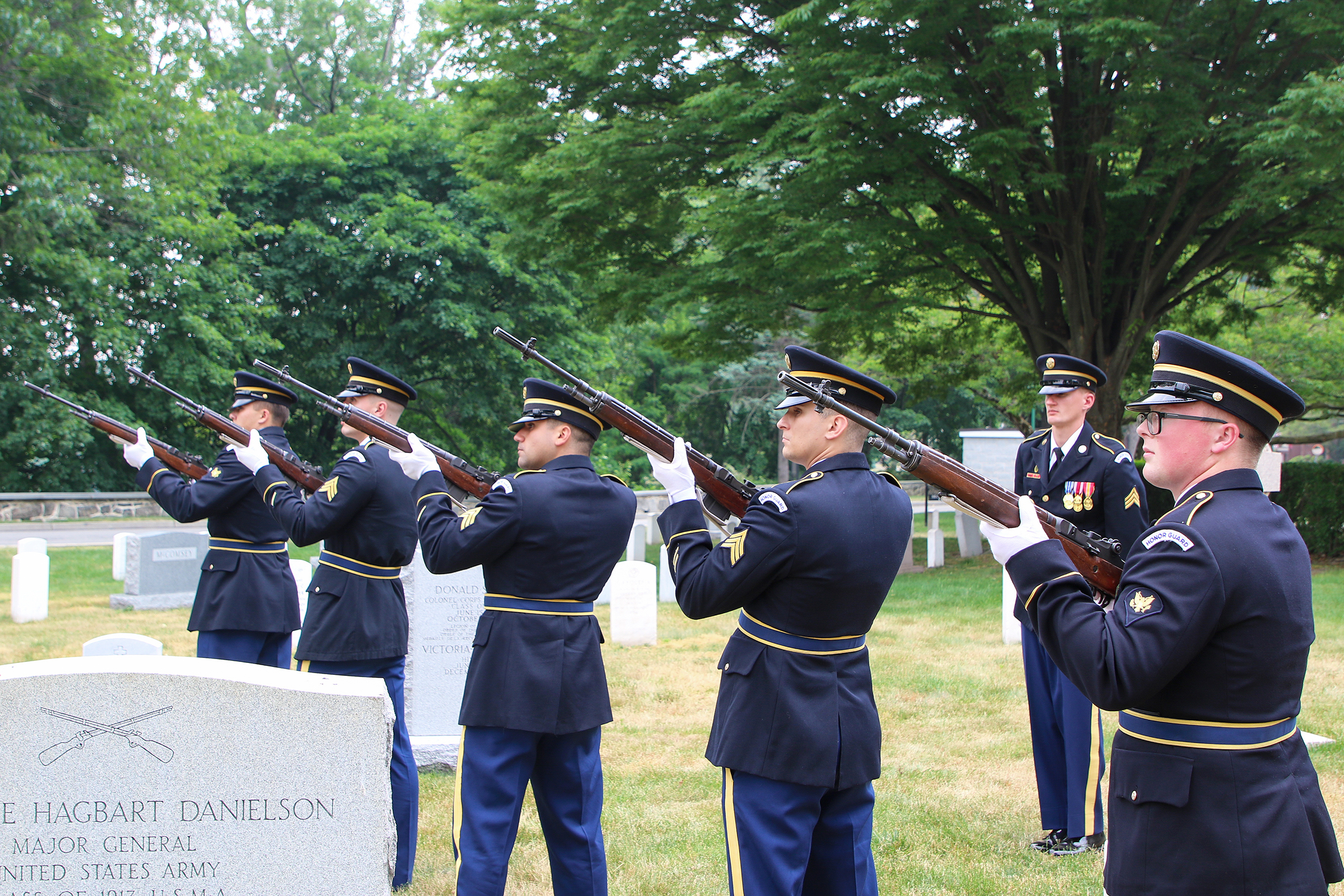 The U.S. Military Academy hosted the Greater Hartford Chapter of the 82nd Airborne Division Association to honor Lt. Gen. James “Jumpin’ Jim” Gavin on the 79th anniversary of the D-Day invasion June 6 at the West Point Cemetery.   The ceremony included dozens of paratroopers from the 2nd Battalion, 504th Parachute Infantry Regiment who are stationed at Fort Liberty, North Carolina, who are currently the task force supporting West Point’s Cadet Summer Training. The 82nd Abn. Div. Task Force command team led 
