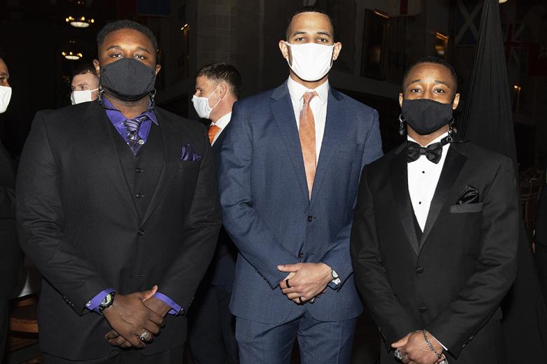 Members of the Class of 2021 gather to pose for a photo prior to the 100th Night Banquet Friday at the Cadet Mess Hall.       Photo by John Pellino/USMA PAO