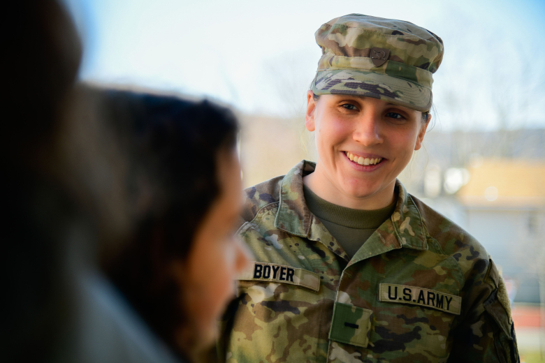 Members of the West Point Big Brothers Big Sisters Club visited the Highland Falls Intermediate School (HFIS) on March 21, in Highland Falls, N.Y. Cadets meet with HFIS students once a week for about an hour to either play at the playground or do mentorship activities like developing goals and character development. For more information on Big Brothers Big Sisters of America program, visit www.bbs.org.    (Photo by Sgt. 1st Class Luisito Brooks/USMA PAO)  