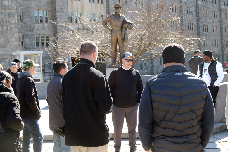 About 40 noncommissioned officers and officers from 2nd Battalion, 315th Brigade Engineer Battalion “Shogun” from Fort Dix, N.J., toured the U.S. Military Academy March 30 as part of a unique professional development staff ride opportunity and to build an esprit de corps among the unit members. 