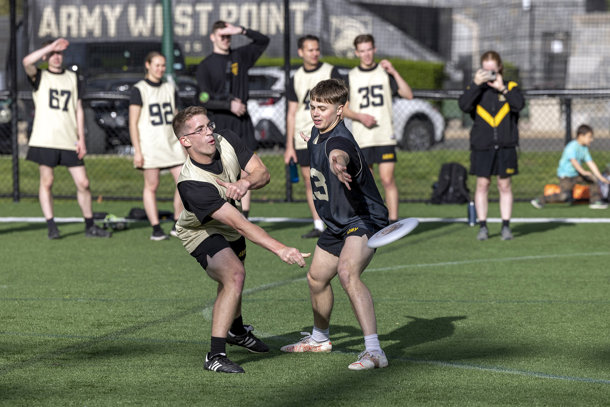 Brigade finalist teams and individuals competed in the Spring Brigade Athletics Championships among company athletic teams on May 1 at Daly Field and the Arvin Cadet Physical Development Center. The finalists competed in five sports to include Flickerball, Ultimate Frisbee, Orienteering, Team Handball and Grappling under the purview of the Department of Physical Education.   (Photo by Christopher Hennen/USMA PAO)
