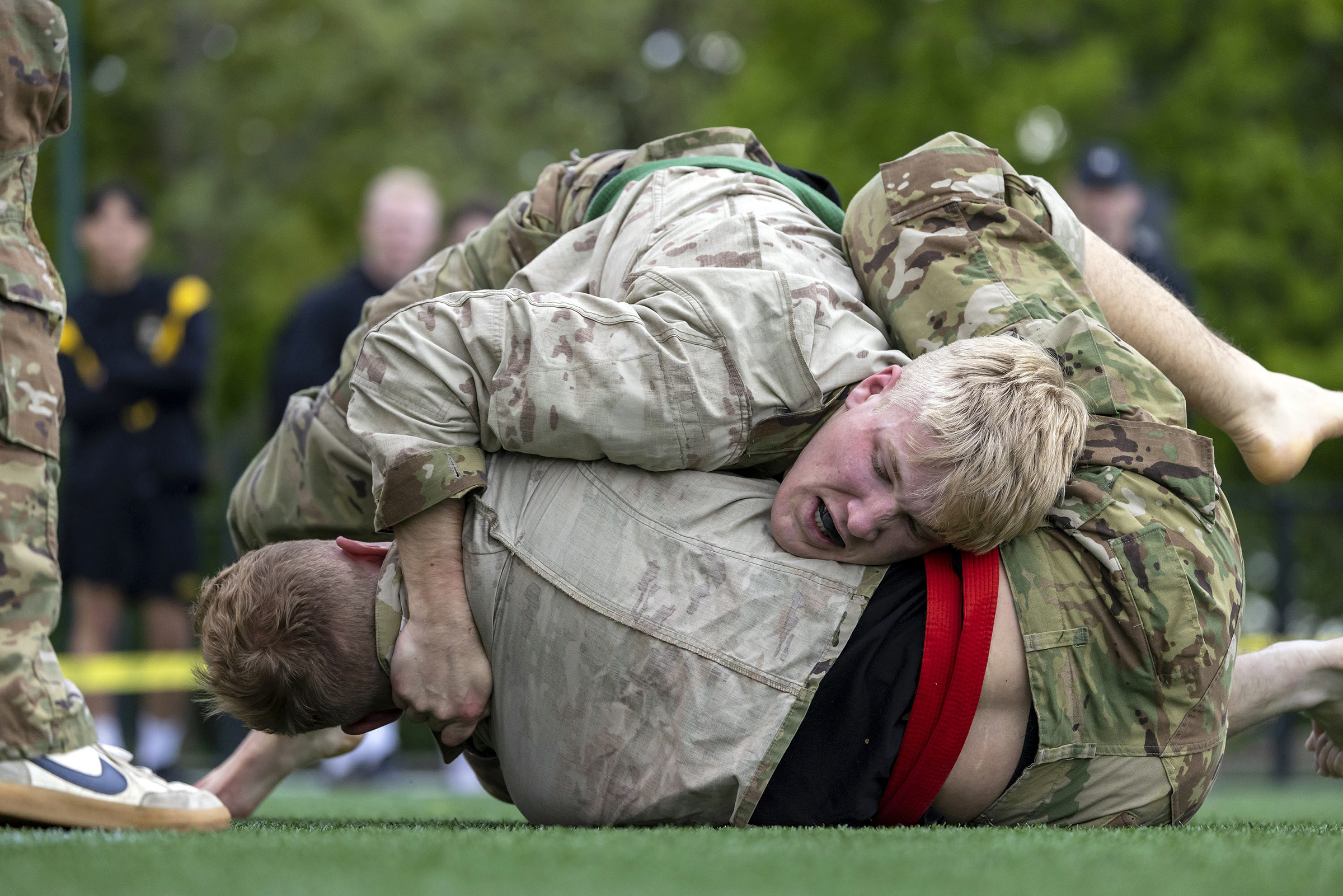 Brigade finalist teams and individuals competed in the Spring Brigade Athletics Championships among company athletic teams on May 1 at Daly Field and the Arvin Cadet Physical Development Center. The finalists competed in five sports to include Flickerball, Ultimate Frisbee, Orienteering, Team Handball and Grappling under the purview of the Department of Physical Education.   (Photo by Christopher Hennen/USMA PAO)