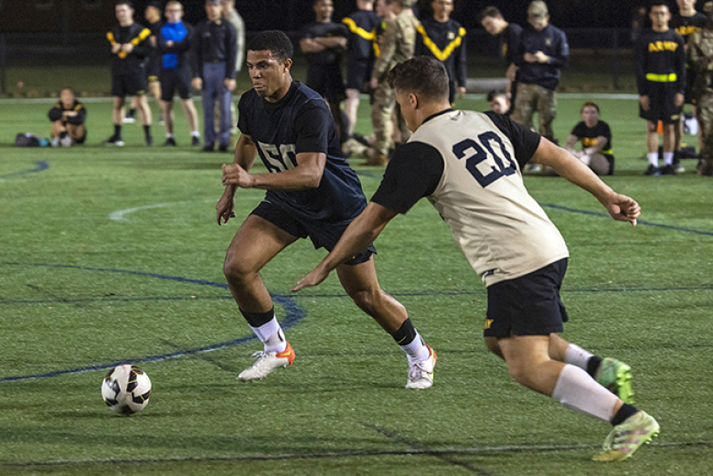 The Company Athletics Fall Brigade Championships in soccer, flag football, submission grappling, functional fitness and basketball took place Monday at Daly Field and the Arvin Cadet Physical Development Center. The brigade finalists in company athletics competed in the championships as a part to enhance esprit de corps within the Corps of Cadets. The brigade winners and runner-ups were Company D-1 over Company C-4 in soccer, Company D-1 defeating Company D-3 in flag football, Company C-2 was victorious
