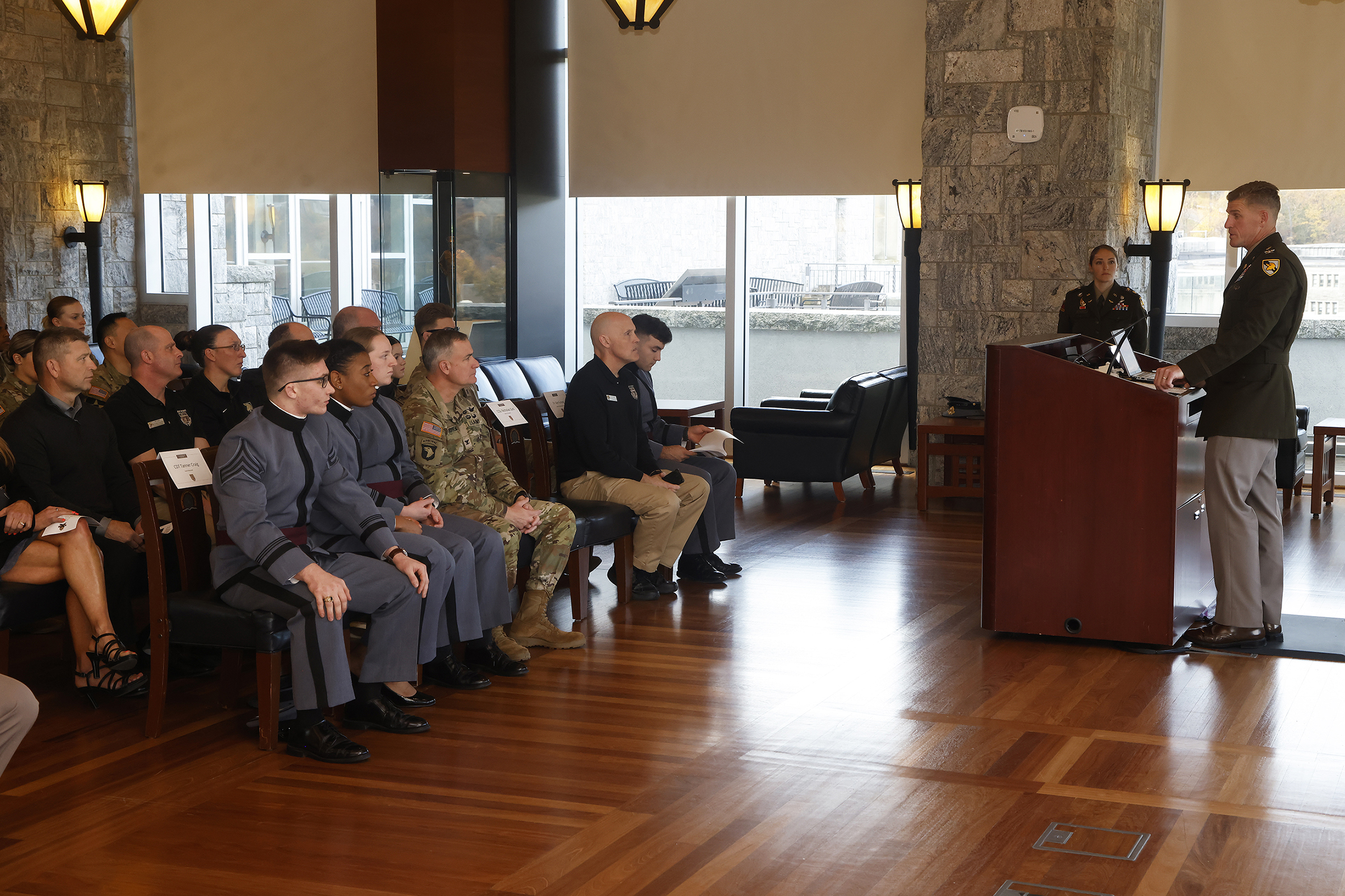 The Department of Physical Education hosted the 12th annual Lt. Gen. Harold “Hal” G. Moore Warrior Athlete of Excellence Award Nov. 9 in the Haig Room at Jefferson Hall. This year’s recipients of the award were Class of 2024 Cadets Tanner Craig and Megan Nkamwa. Craig competes with the Army West Point wrestling team and Nkamwa participates with the Army West Point boxing team. The award recognizes one male and one female first-class cadet each year.