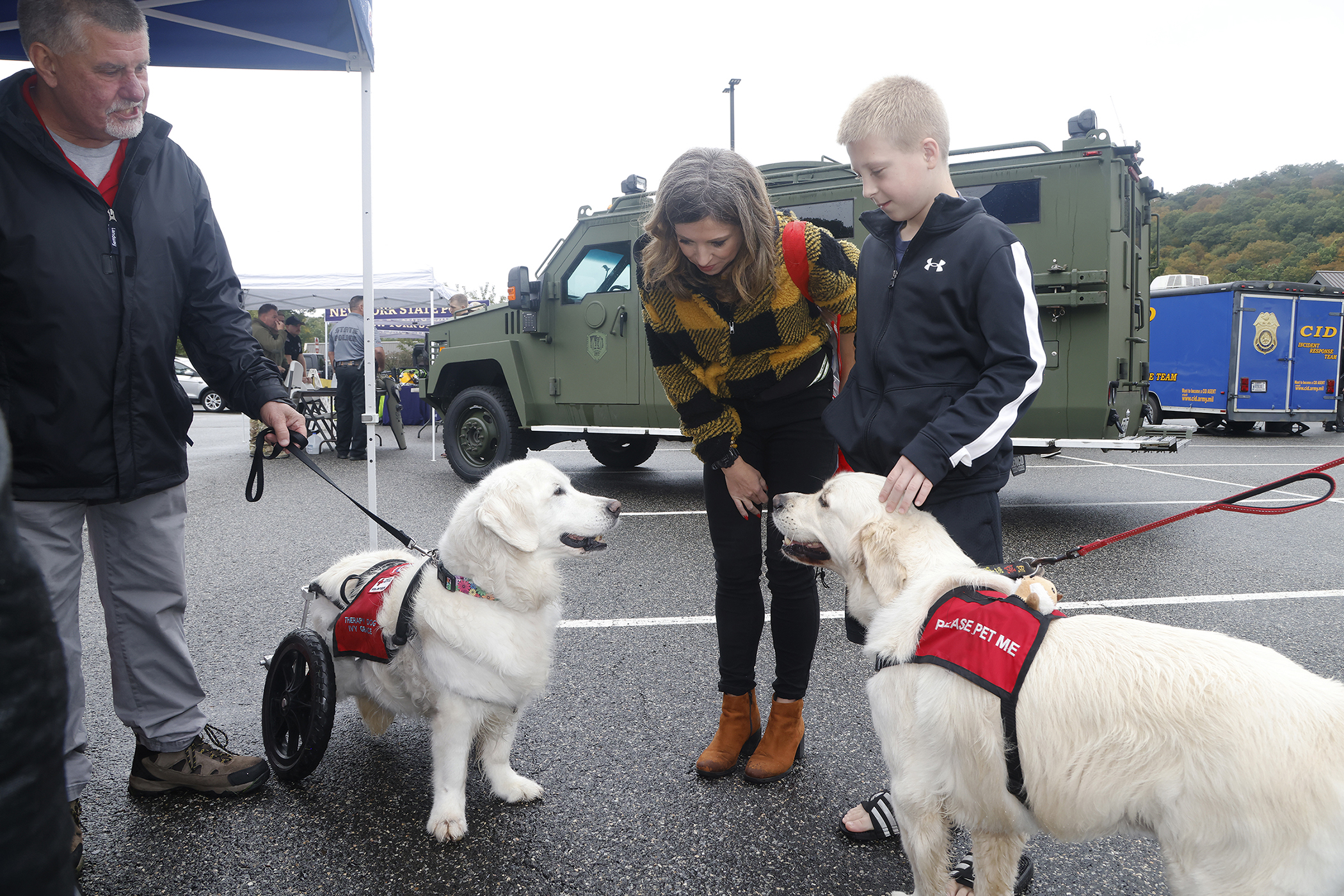 A few hundred West Point community members braved the chilly, inclement weather as the Directorate of Plans, Training, Mobilization and Security hosted the annual Emergency Preparedness Fair Sept. 30 at the West Point Post Exchange parking lot.   (Photo by Eric S. Bartelt/PV)