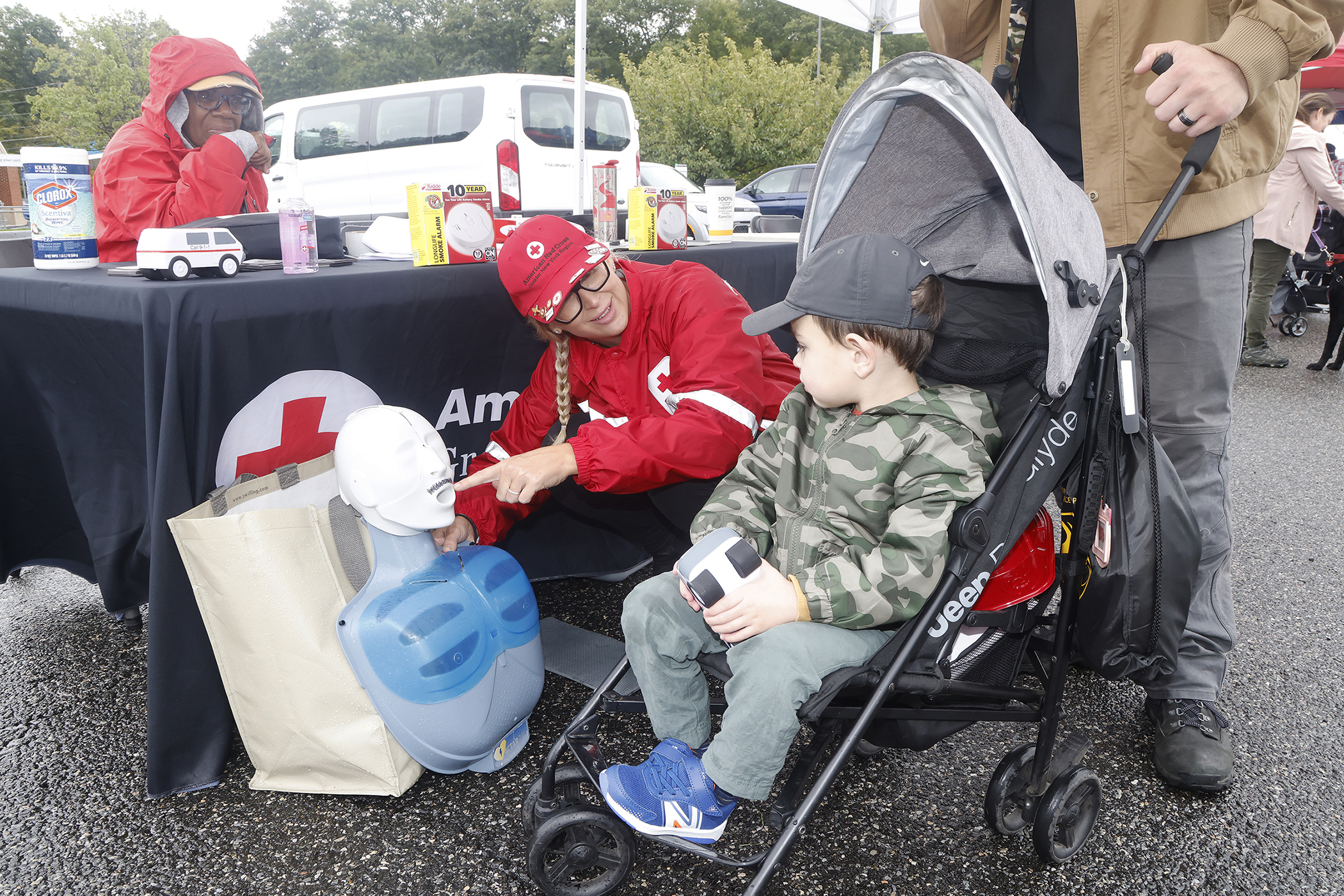 A few hundred West Point community members braved the chilly, inclement weather as the Directorate of Plans, Training, Mobilization and Security hosted the annual Emergency Preparedness Fair Sept. 30 at the West Point Post Exchange parking lot.   (Photo by Eric S. Bartelt/PV)