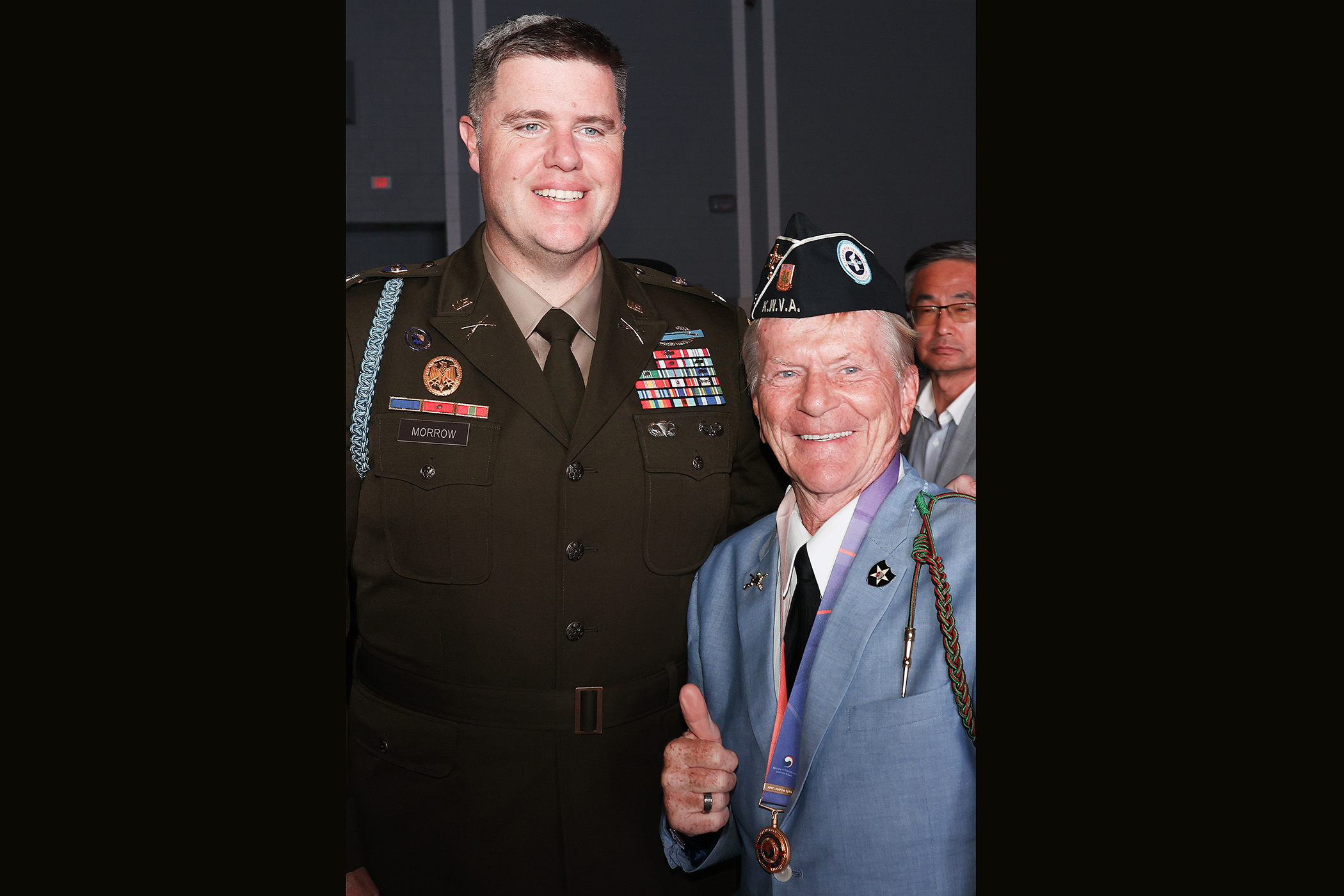 Col. Sean Morrow, director of Center for Combating Terrorism; Maj. Si Park, assistant professor in Math Department; and U.S. Military Academy cadets from the Korean American Relations Seminar (KARS) participated in a ceremony Oct. 1 in Fort Lee, New Jersey, commemorating the 70th anniversary of the signing of the U.S.-Republic of Korea (ROK) Alliance.    (Photo by America Korea United Society)