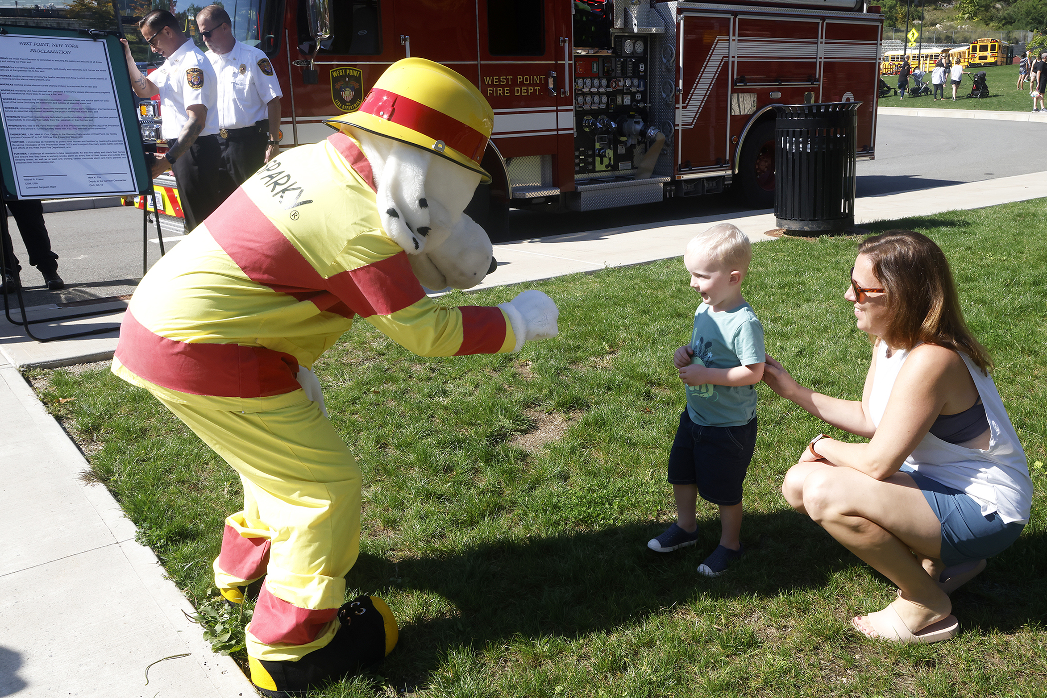 With a commitment to ensuring the safety and security of those living, working and visiting West Point, U.S. Army Garrison West Point and the West Point Fire Department (WPFD) teamed up for a Fire Prevention Week Proclamation signing Oct. 4 at the West Point Middle School (WPMS).    (Photo by Eric S. Bartelt/PV)