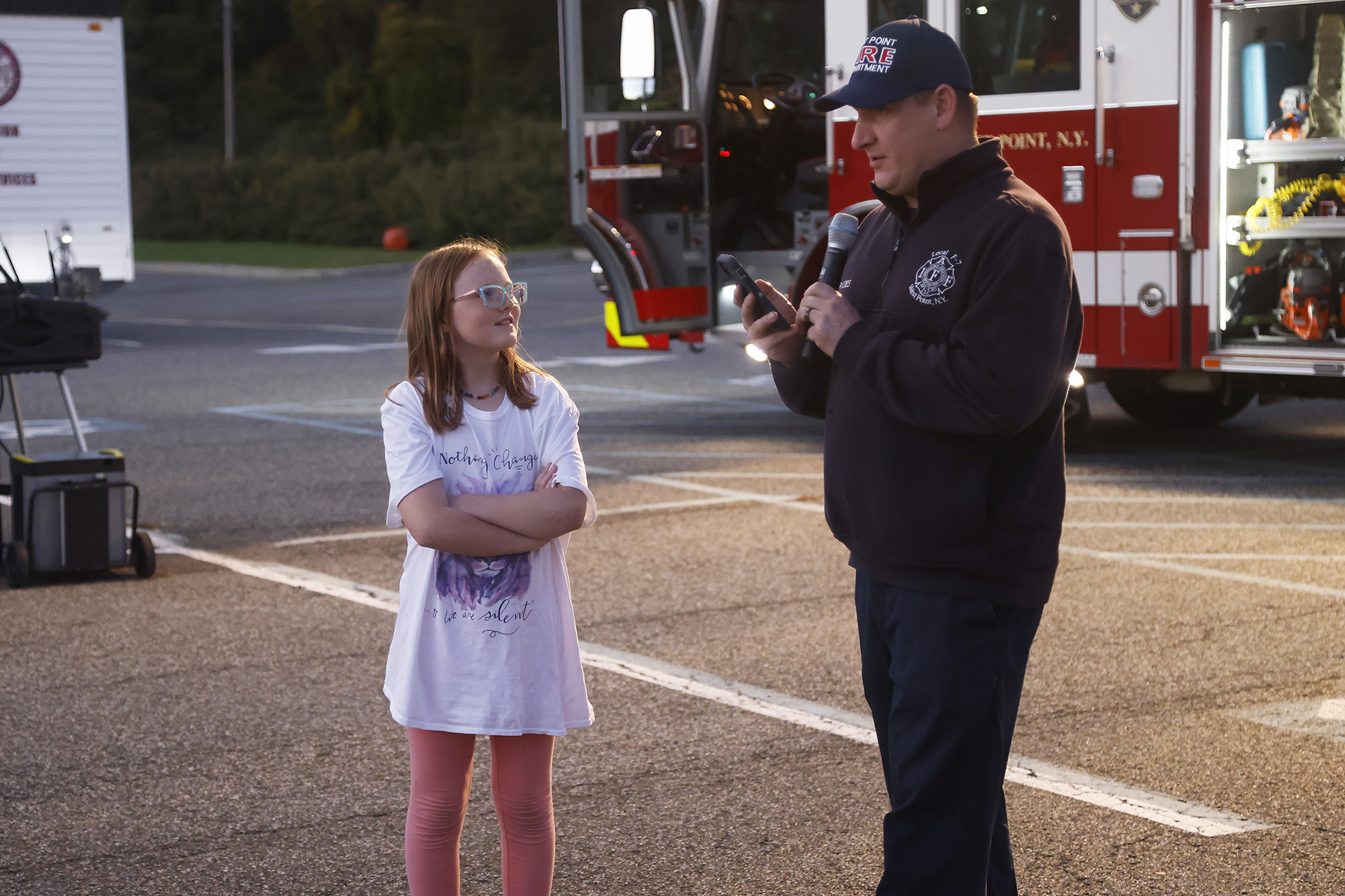 The West Point Fire Department (WPFD) presented its annual Open House for the West Point community Oct. 11 at H Lot in the Post Exchange parking lot. The WPFD offered activities to the children including the Kids Firefighting Obstacle Course with firefighting gear, Fire Extinguisher Training, Bounce House, Fire Truck displays, Cornhole, Dunk a Firefighter and the announcement of the Fire Prevention Week Poster Contest winners.   (Photo by Eric S. Bartelt/PV)