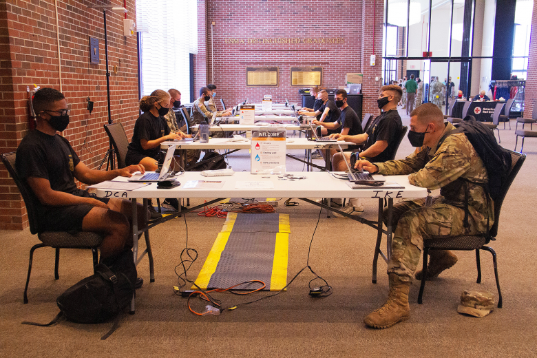 Cadets, faculty and staff eagerly sign up to donate blood during the annual West Point Blood Drive facilitated by the New York Blood Center at Eisenhower Hall between Aug. 23-26 at the U.S. Military Academy. 