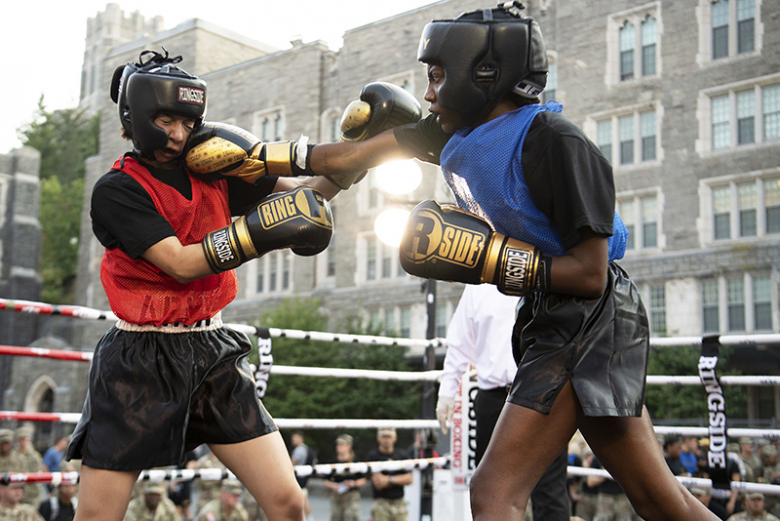 U.S. Military Academy held a Branch Recognition Parade followed by the Boxing Rumble on diagonal walk/apron and in north area of West Point on Friday. Each branch got to show off its assets and was named in a parade while the boxers participating in the Boxing Rumble were escorted to the ring by the branch they will represent. Overall, cadets got to enjoy nine bouts by the Army West Point Boxing team.  		    Photos by John Pellino and Kyle Osterhoudt/USMA PAO