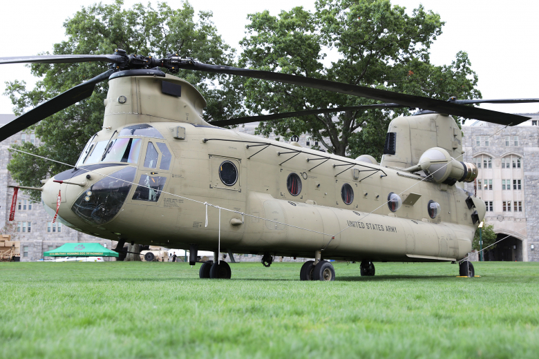 A CH-47 Chinook is displayed during Branch Week Sept. 8 in Central Area.                                       