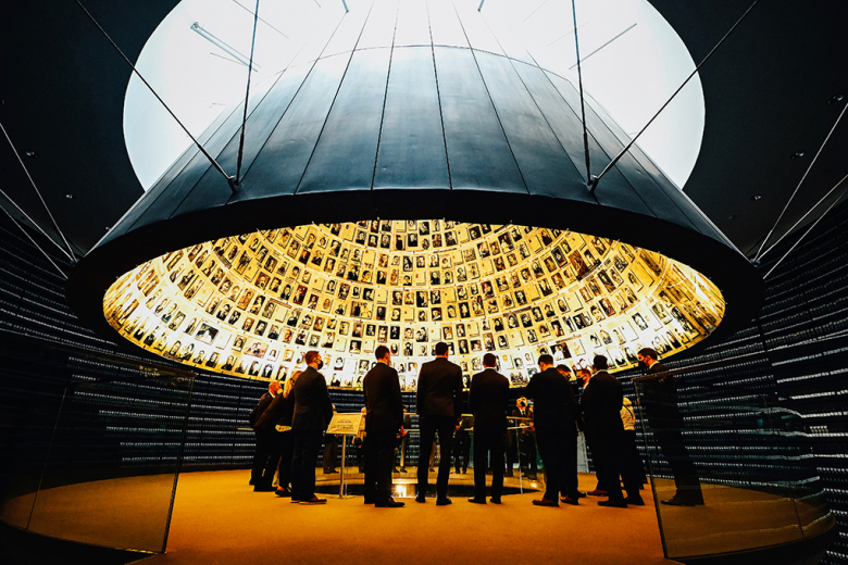 Participants took a moment of silence in the Hall of Names, a special commemoration room to all the Jewish people who perished in the Holocaust. Located inside of Yad Vashem, the national Holocaust memorial. 
