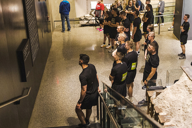 About 1,100 cadets and leadership from the U.S. Military Academy participated in the Tunnel to Towers 5K Memorial Run/Walk Sunday in Manhattan. The cadets volunteered to run and be flag bearers alongside thousands of other participants from the mouth of the Brooklyn Battery Tunnel to the grounds of the One World Trade Center. The route is the same one that New York City Firefighter Stephen Siller took on 9/11 after hearing the radio dispatch that a plane had struck the Twin Towers. He gathered nearly 7