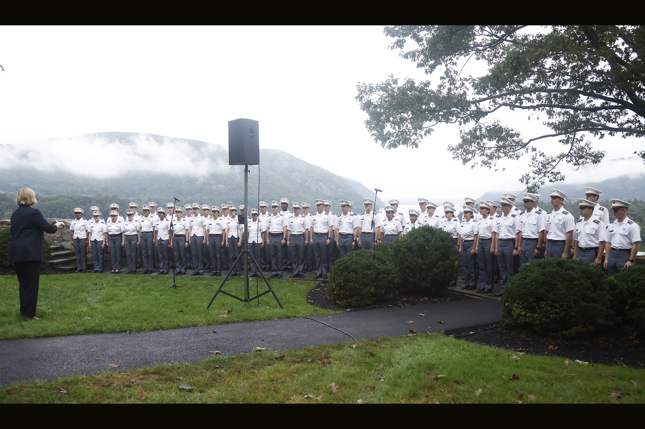Twenty-two years after the searing events of Sept. 11, 2001, members of the West Point community took a moment to reflect on those who perished that day and servicemembers who made the ultimate sacrifice in the years that followed during the West Point Remembrance Ceremony on Sept. 11 at Trophy Point on the grounds of the U.S. Military Academy.    (Photo by Eric S. Bartelt/PV)