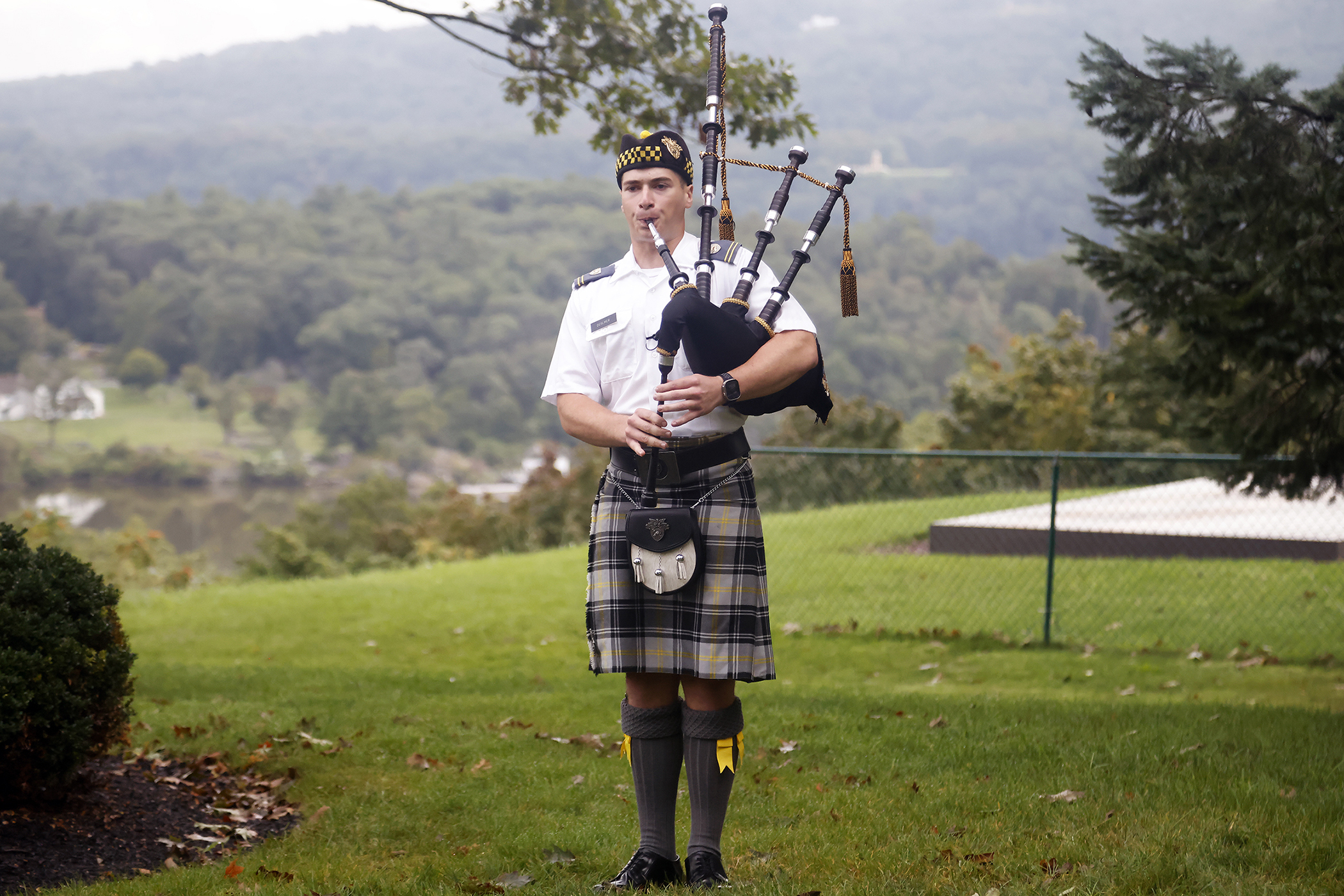 Twenty-two years after the searing events of Sept. 11, 2001, members of the West Point community took a moment to reflect on those who perished that day and servicemembers who made the ultimate sacrifice in the years that followed during the West Point Remembrance Ceremony on Sept. 11 at Trophy Point on the grounds of the U.S. Military Academy.    (Photo by Eric S. Bartelt/PV)