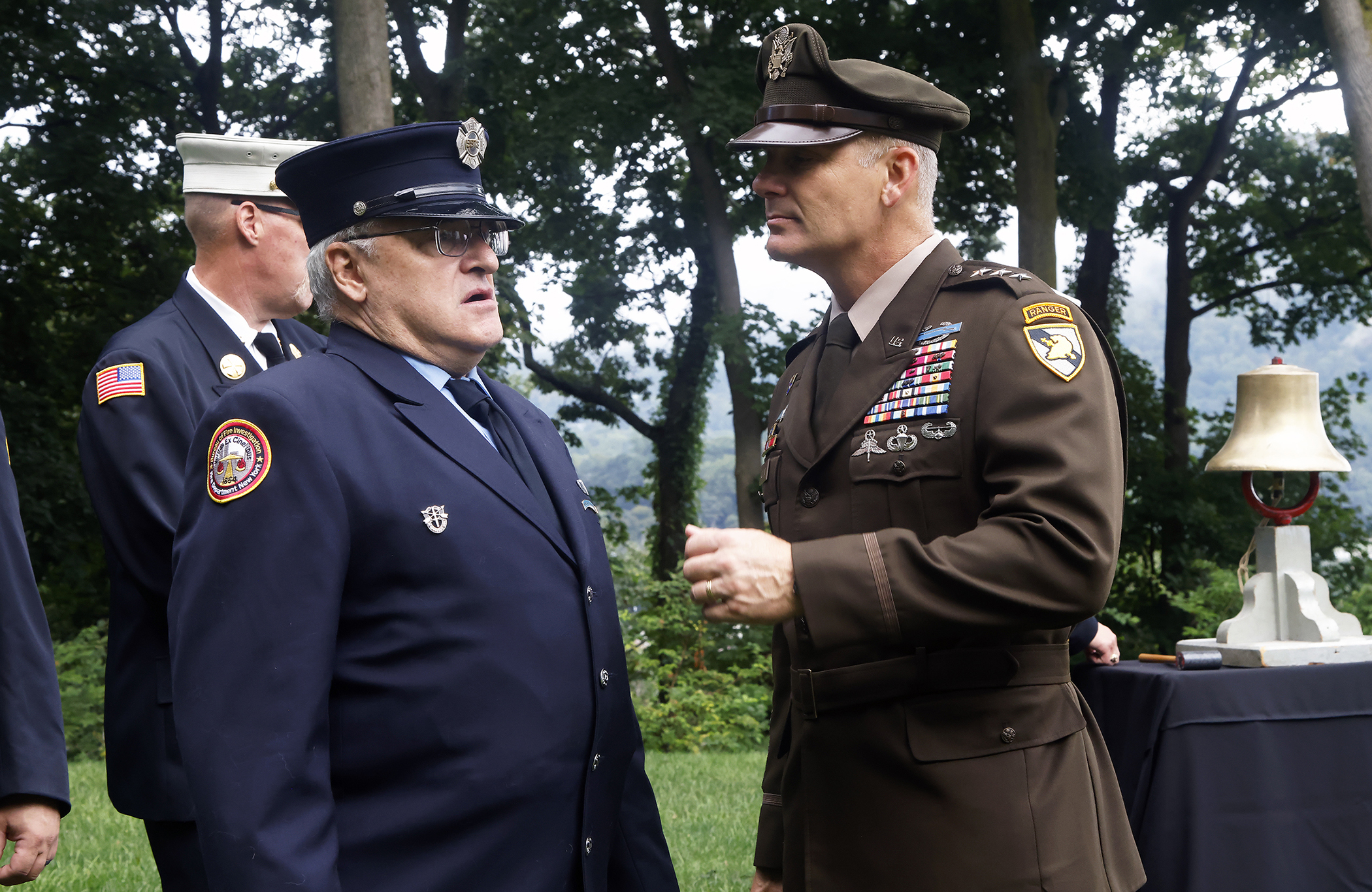 Twenty-two years after the searing events of Sept. 11, 2001, members of the West Point community took a moment to reflect on those who perished that day and servicemembers who made the ultimate sacrifice in the years that followed during the West Point Remembrance Ceremony on Sept. 11 at Trophy Point on the grounds of the U.S. Military Academy.    (Photo by Eric S. Bartelt/PV)