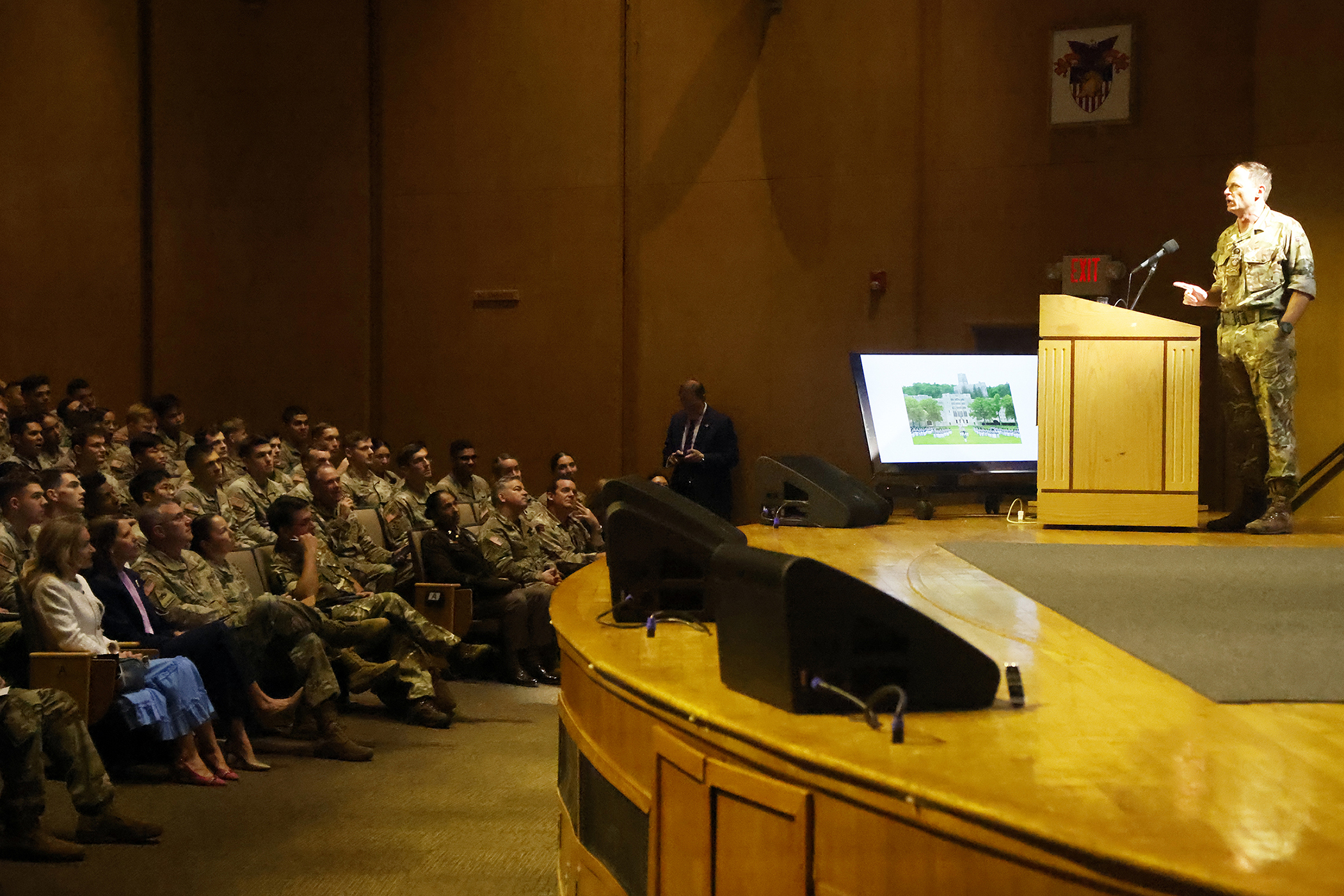 The U.S. Military Academy hosted the 77th annual Kermit Roosevelt Lecture Sept. 28 at Robinson Auditorium. The guest speaker for the distinguished foreign visit was British Lt. Gen. Sir Roly Walker, deputy chief of Defense Staff for Military Strategy and Operations at the Ministry of Defense.  Kermit Roosevelt, son of President Theodore Roosevelt, served both the U.S. and United Kingdom armies during World War I and World War II. The annual lecture offers a chance for continued fostering of Anglo-American 