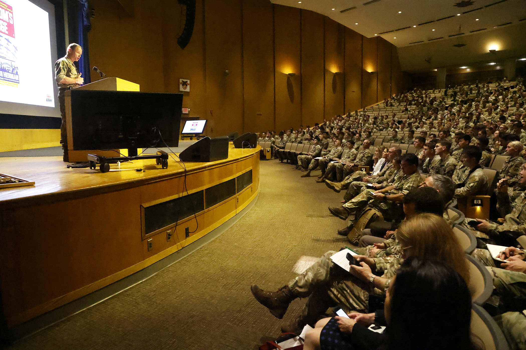 The U.S. Military Academy hosted the 77th annual Kermit Roosevelt Lecture Sept. 28 at Robinson Auditorium. The guest speaker for the distinguished foreign visit was British Lt. Gen. Sir Roly Walker, deputy chief of Defense Staff for Military Strategy and Operations at the Ministry of Defense.  Kermit Roosevelt, son of President Theodore Roosevelt, served both the U.S. and United Kingdom armies during World War I and World War II. The annual lecture offers a chance for continued fostering of Anglo-American 