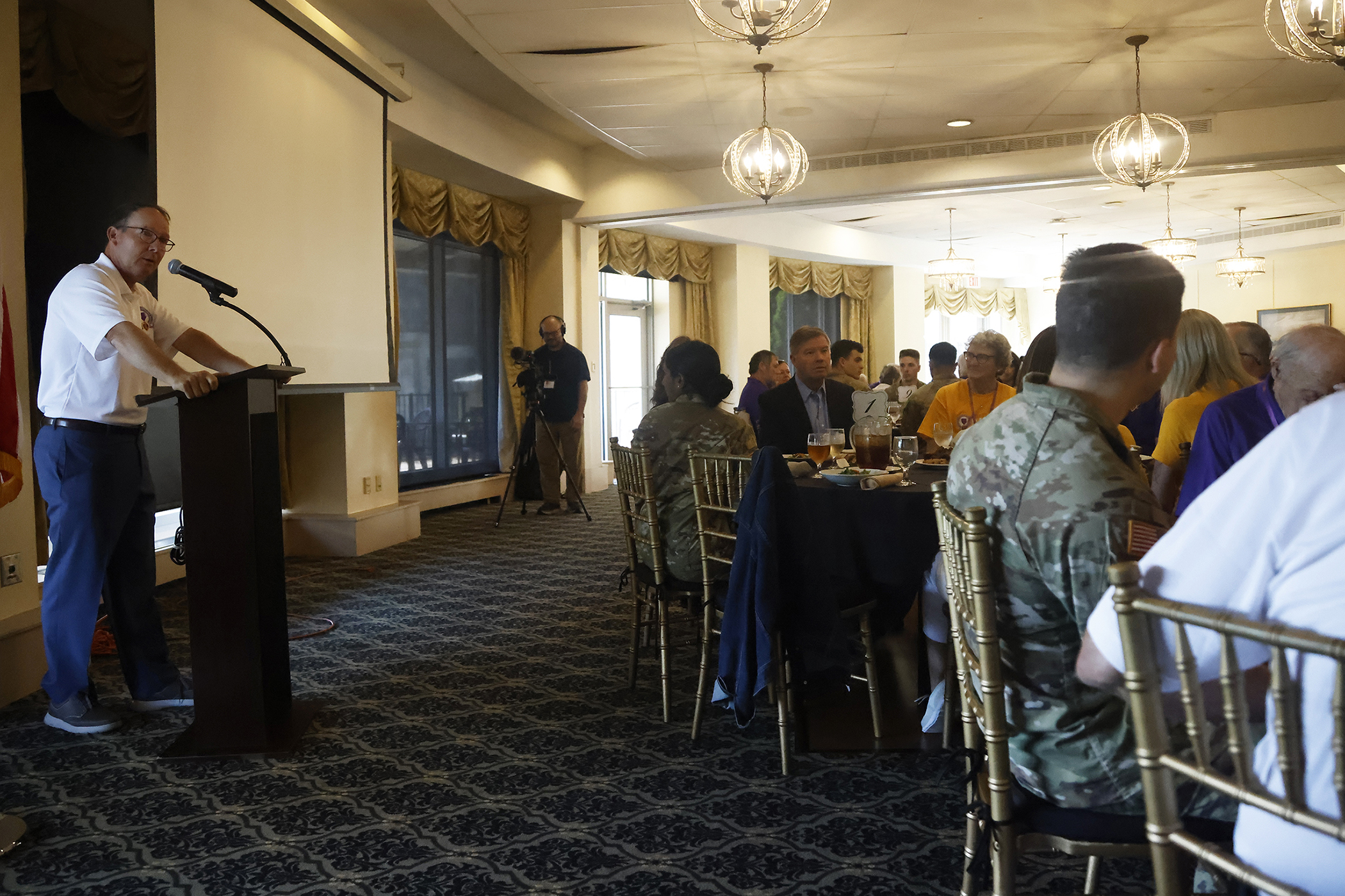 The U.S. Military Academy welcomed 38 Purple Heart recipients and their family and caregivers, about 90 total guests, during the Purple Heart Patriot Project venture to West Point on Sept. 21. Organized and sponsored by the National Purple Heart Honor Mission, the non-profit organization works to promote the National Purple Heart Hall of Honor in New Windsor, N.Y.   (Photo by Eric S. Bartelt/PV)