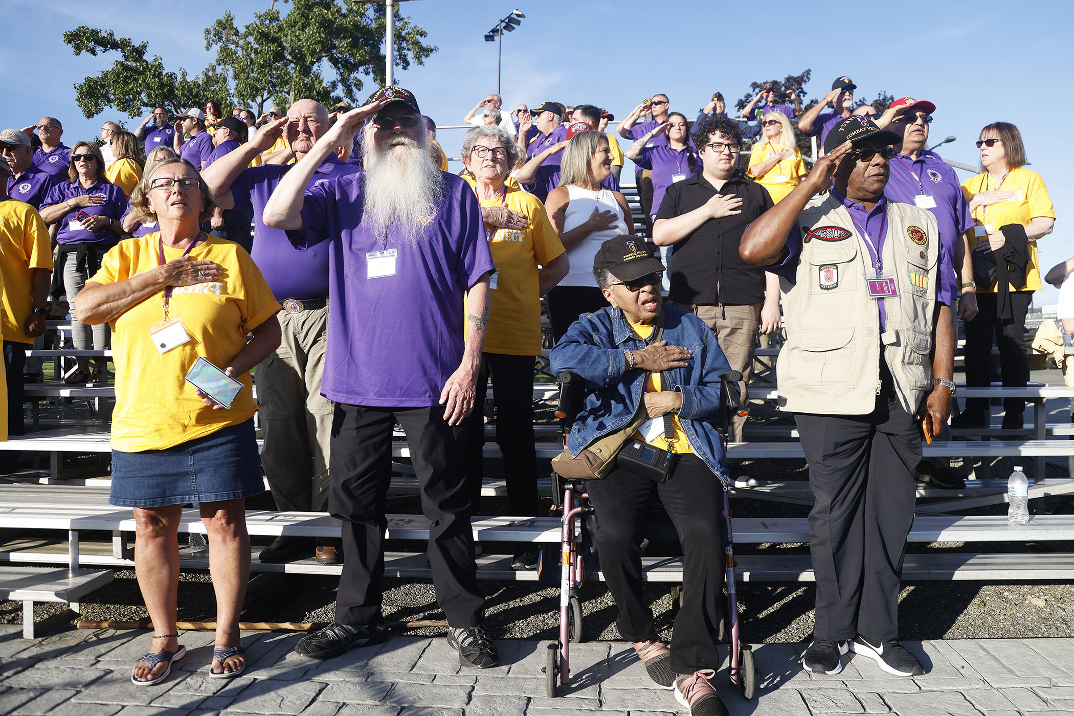 The U.S. Military Academy welcomed 38 Purple Heart recipients and their family and caregivers, about 90 total guests, during the Purple Heart Patriot Project venture to West Point on Sept. 21. Organized and sponsored by the National Purple Heart Honor Mission, the non-profit organization works to promote the National Purple Heart Hall of Honor in New Windsor, N.Y.   (Photo by Eric S. Bartelt/PV)