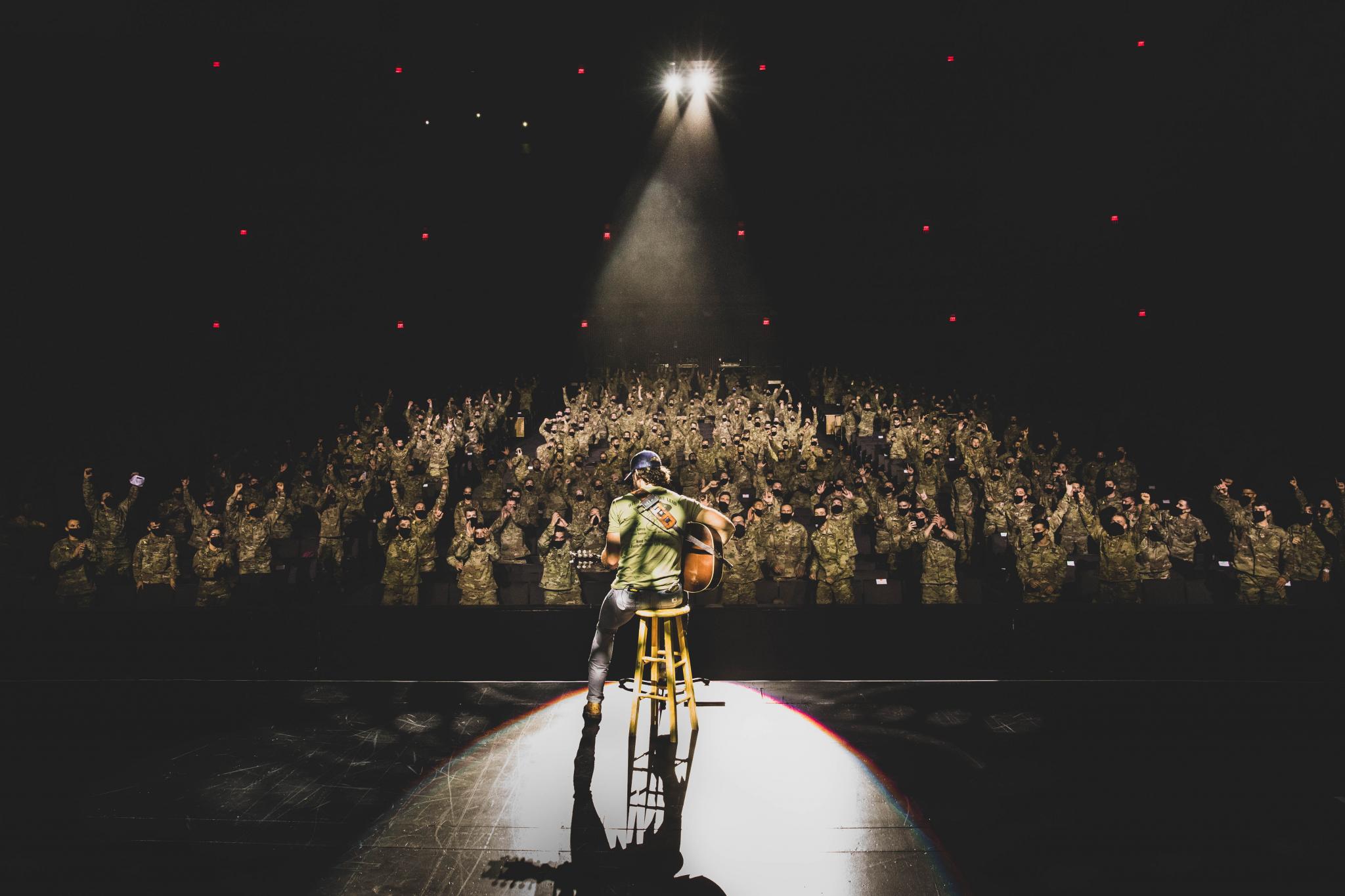 Platinum country artist Riley Green performs in front of the U.S. Military Academy Corps of Cadets during the "We Stand Together" concert on Sept. 11 at West Point.