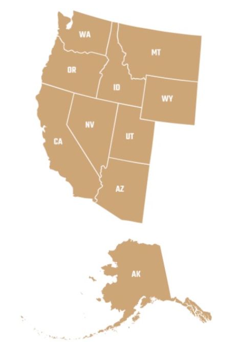 Far West Region contains the following states: Alaska, Washington, Oregon, California, Hawaii, Guam, Montana, Idaho, Wyoming, Nevada, Arizona, Utah.