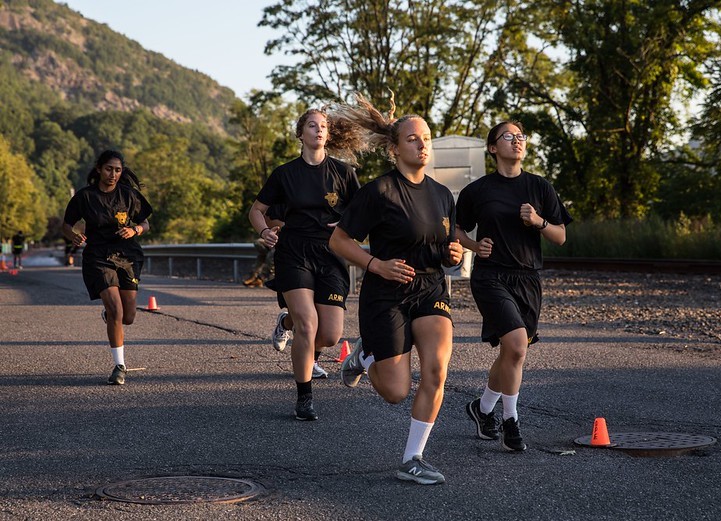  Cadets doing a 2-mile run for the Army Combat Fitness Test