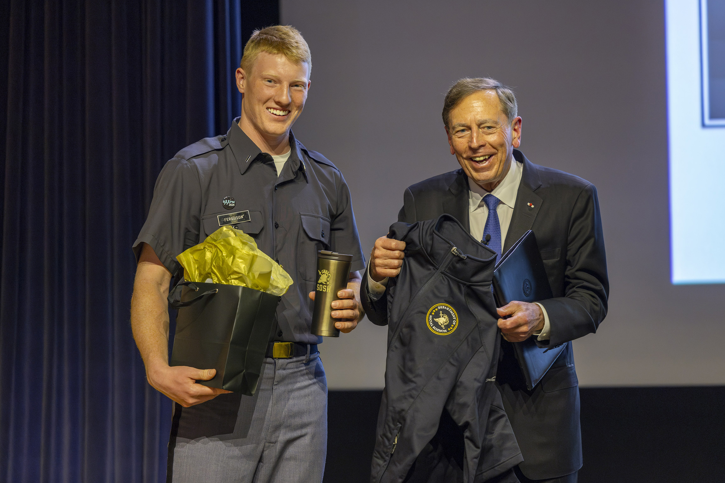 This year’s Class of 1952 Distinguished Lecture occurred April 15 at Robinson Auditorium with retired Gen. David Petraeus providing more than 1,000 cadets from SS202 American Politics and SS307 Introduction to International Relations and faculty members insights from his professional experiences as well as his recent book “Conflict: The Evolution of Warfare from 1945 to Ukraine.”   (Photo by Christopher Hennen/USMA PAO)