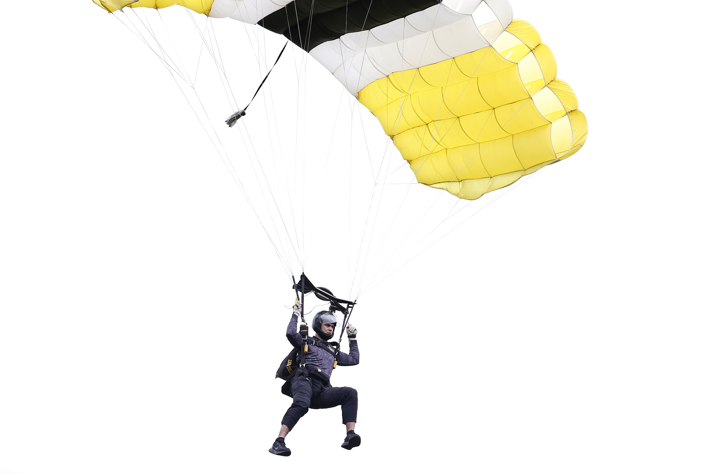 The Army West Point Parachute Team hosted the Air Force Academy and Naval Academy Parachute Teams for the annual Inter-Service Academy Meet (ISAM) on April 19-20 on The Plain.  (Photo by Eric S. Bartelt/USMA PAO)