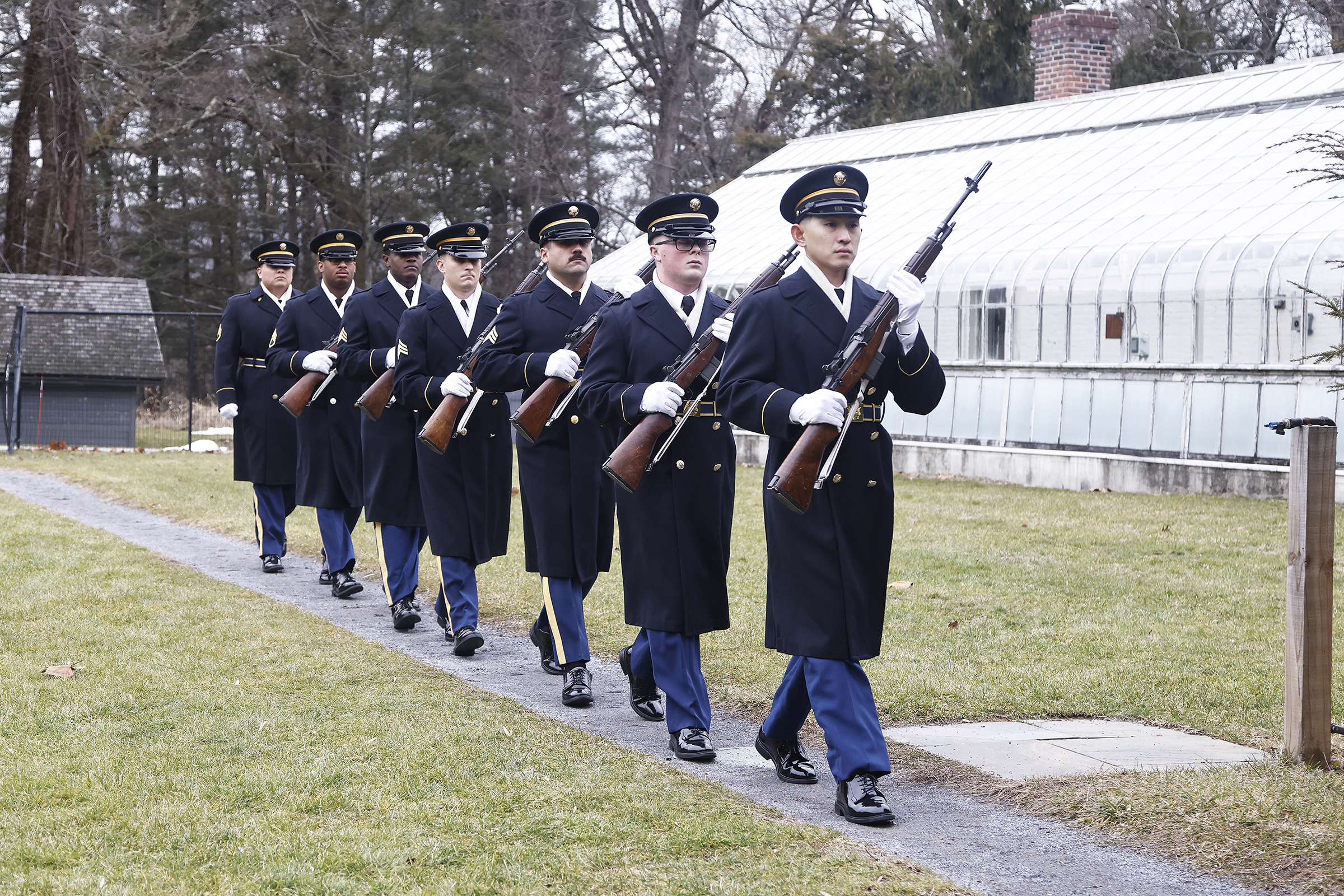 A contingent from the U.S. Military Academy participated in the commemoration of former President Franklin D. Roosevelt’s 142nd birthday Jan. 30 in Hyde Park, N.Y. The annual wreath laying event celebrates the life and service of the former president, which is held in the rose garden at the FDR Presidential Library and Museum, hosted by the National Park Service at the home of the FDR National Historic Site.   USMA Dean of the Academic Board Brig. Gen. Shane Reeves placed a Presidential Wreath on the behalf