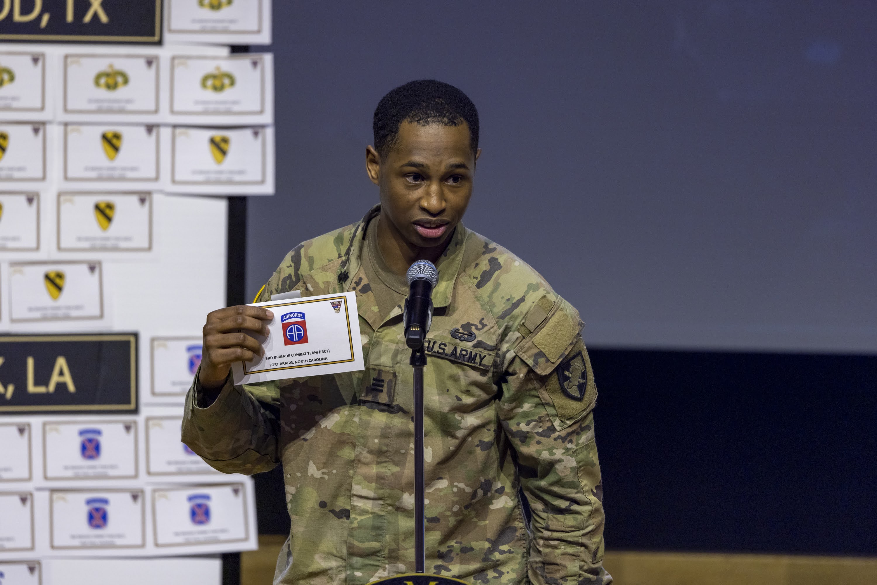 The Class of 2023 Cadets gathered at various locations to choose their first Army duty station during the annual Post Night event on Feb. 28 at the U.S. Military Academy.  The staff and faculty in the Department of Military Instruction organized Post Night using a draft-style posting process based on the USMA order of merit list, allowing cadets to select their duty station and Basic Officer Leader Course based on where they rank from highest to lowest on the OML.