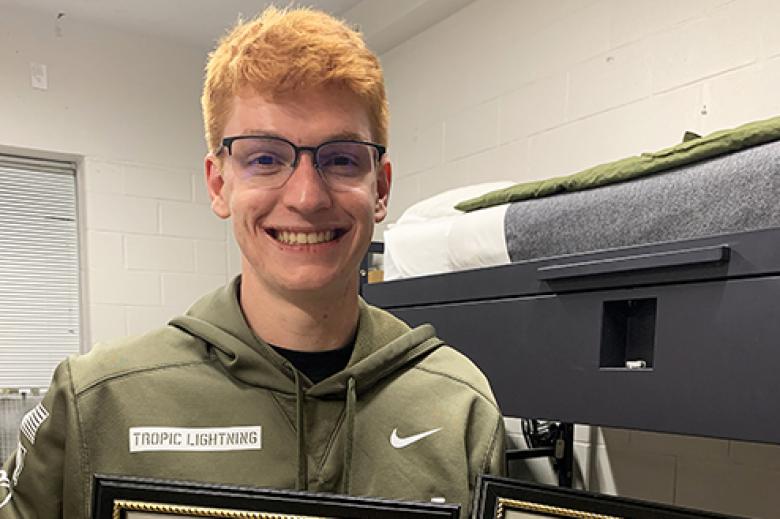 Class of 2024 Cadet Andrew Keith earned two CNOTA awards by placing second in poetry and first in prose.
