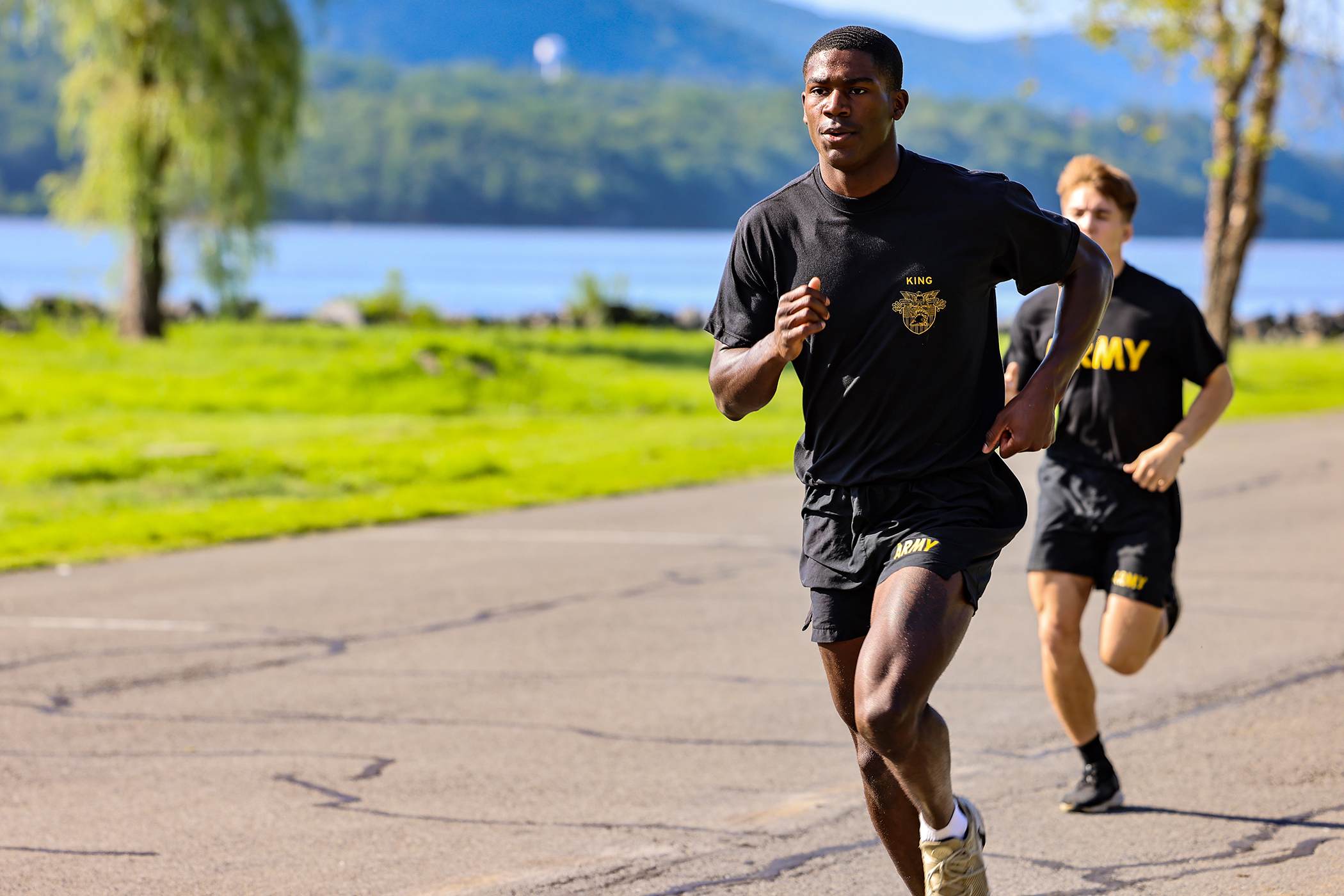 U.S. Military Academy 1st and 2nd class cadets completed their first Army Combat Fitness Test (ACFT) of the academic year Aug. 19 at South Dock. To pass the ACFT, it requires the cadets to get a passing grade in a two-mile run; the plank; push-ups; sprint, drag and carry; ball toss; and dead lift.  (Photo by SFC Luisito Brooks/USMA PAO)