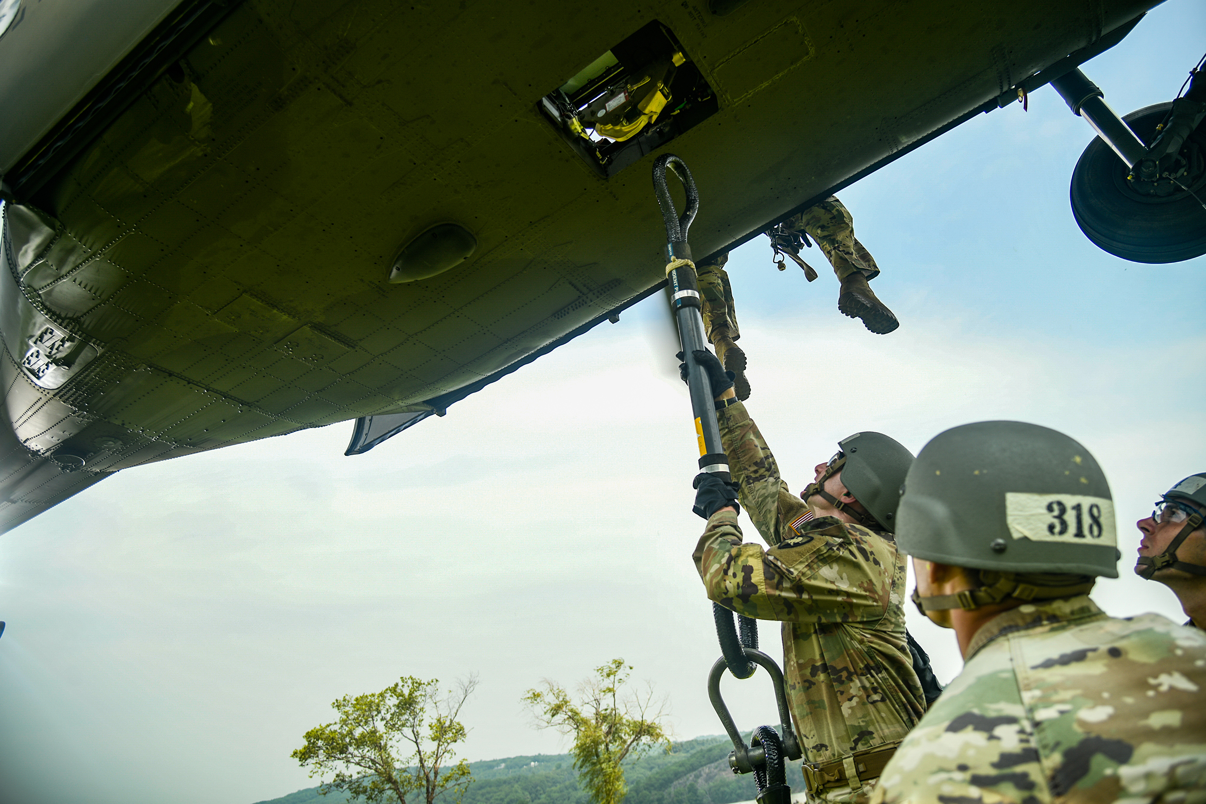 Cadets, ROTC cadets, Summer Task Force members and U.S. Military Academy staff and faculty participated in air assault training on South Dock at West Point. The trainee candidates are trained in air assault operations, sling-load operations and rappelling during the 10-day course. Upon graduation of the course, each Soldier will be able to perform skills required to make maximum use of helicopter assets in training and in combat to support their unit operations. Air assault school is one of the most physica