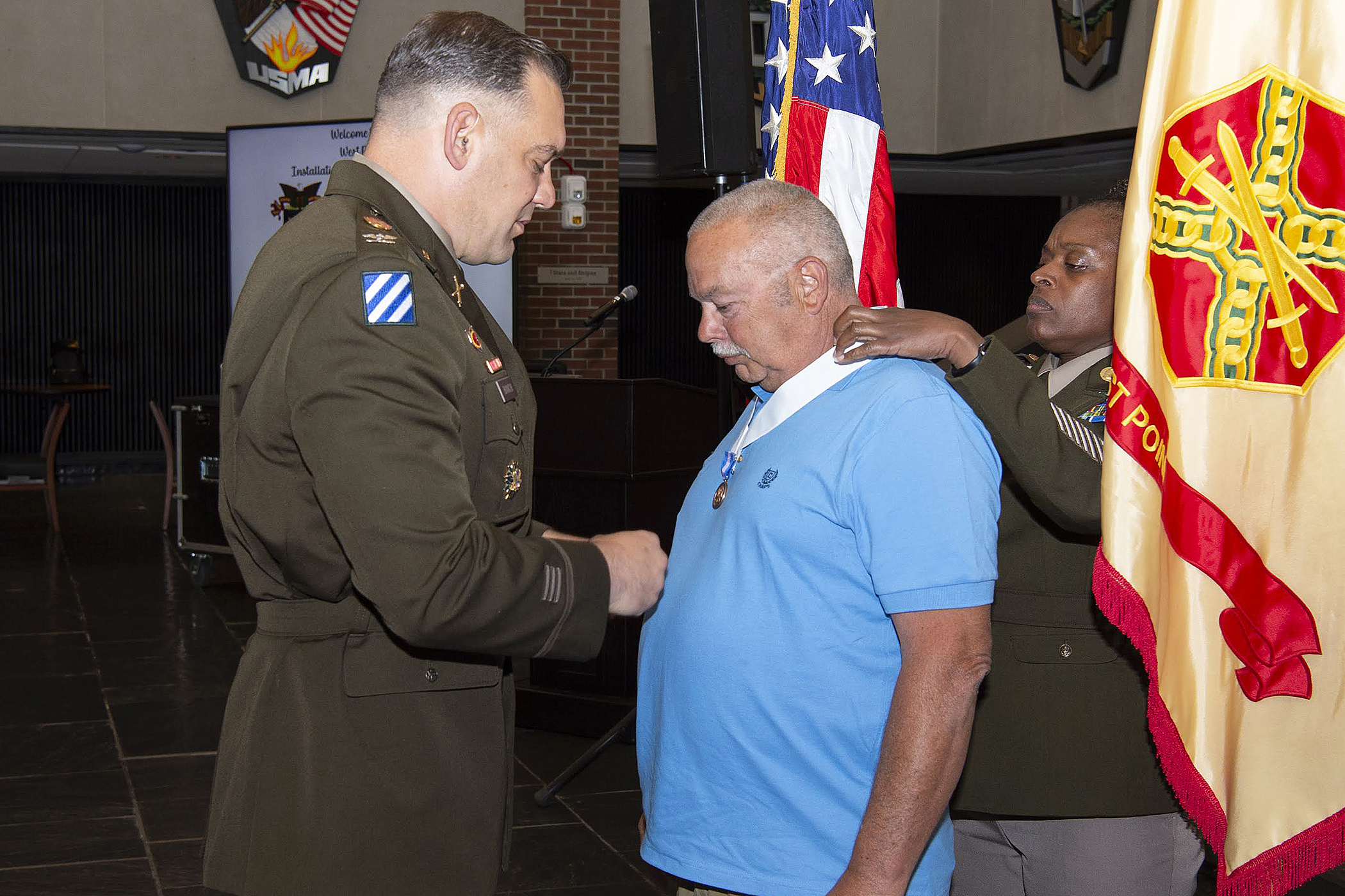 Department of Defense, Army civilians were presented awards and certificates in recognition of appreciation for their years of service and retirement during a ceremony June 15 at Crest Hall. Four West Point employees – James “Chickie” Ciccarelli, Beth N. Craig, Maureen Howard and John J. DeAngelis – were honored by U.S. Military Academy Garrison Commander, Col. Anthony J. Bianchi, during the ceremony.   (Photo by Kyle Osterhoudt/USMA PAO)