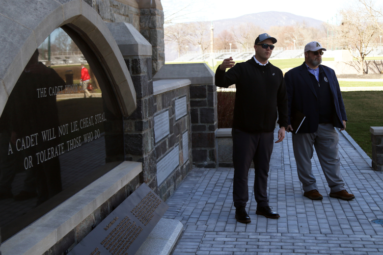 About 40 noncommissioned officers and officers from 2nd Battalion, 315th Brigade Engineer Battalion “Shogun” from Fort Dix, N.J., toured the U.S. Military Academy March 30 as part of a unique professional development staff ride opportunity and to build an esprit de corps among the unit members.    (Photo by Eric S. Bartelt/PV)